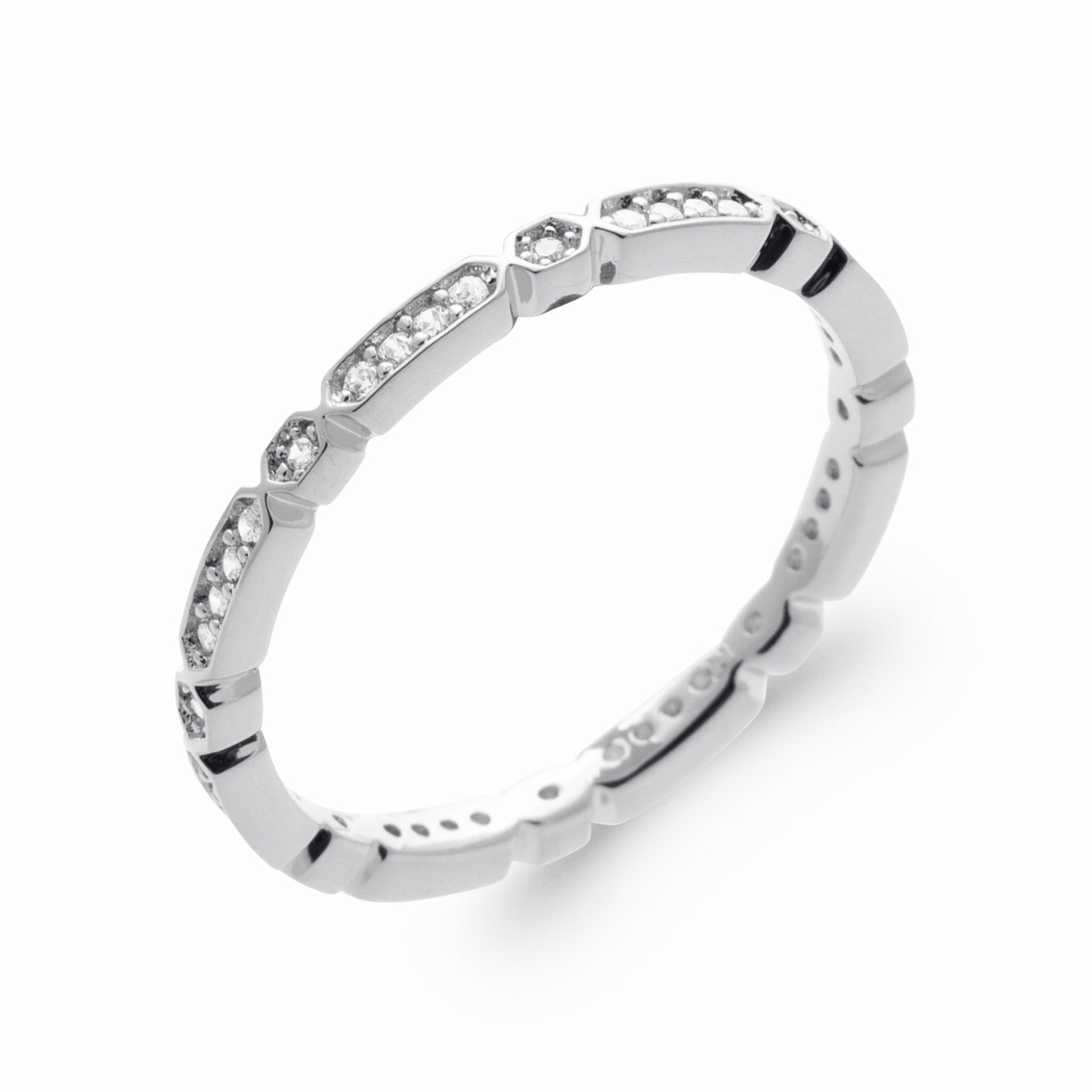 Bague argent rhodié & brillants