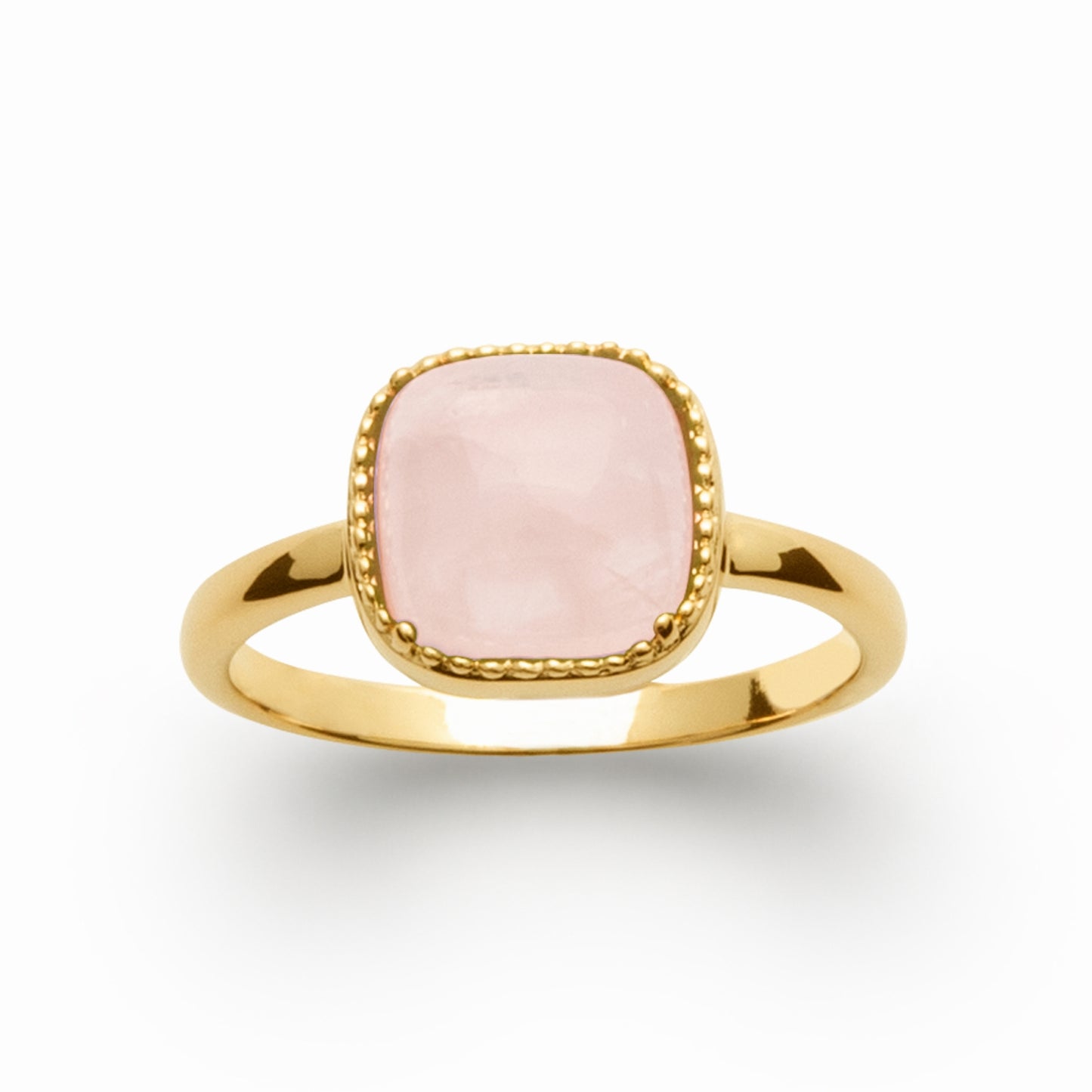 Bague plaqué or quartz rose