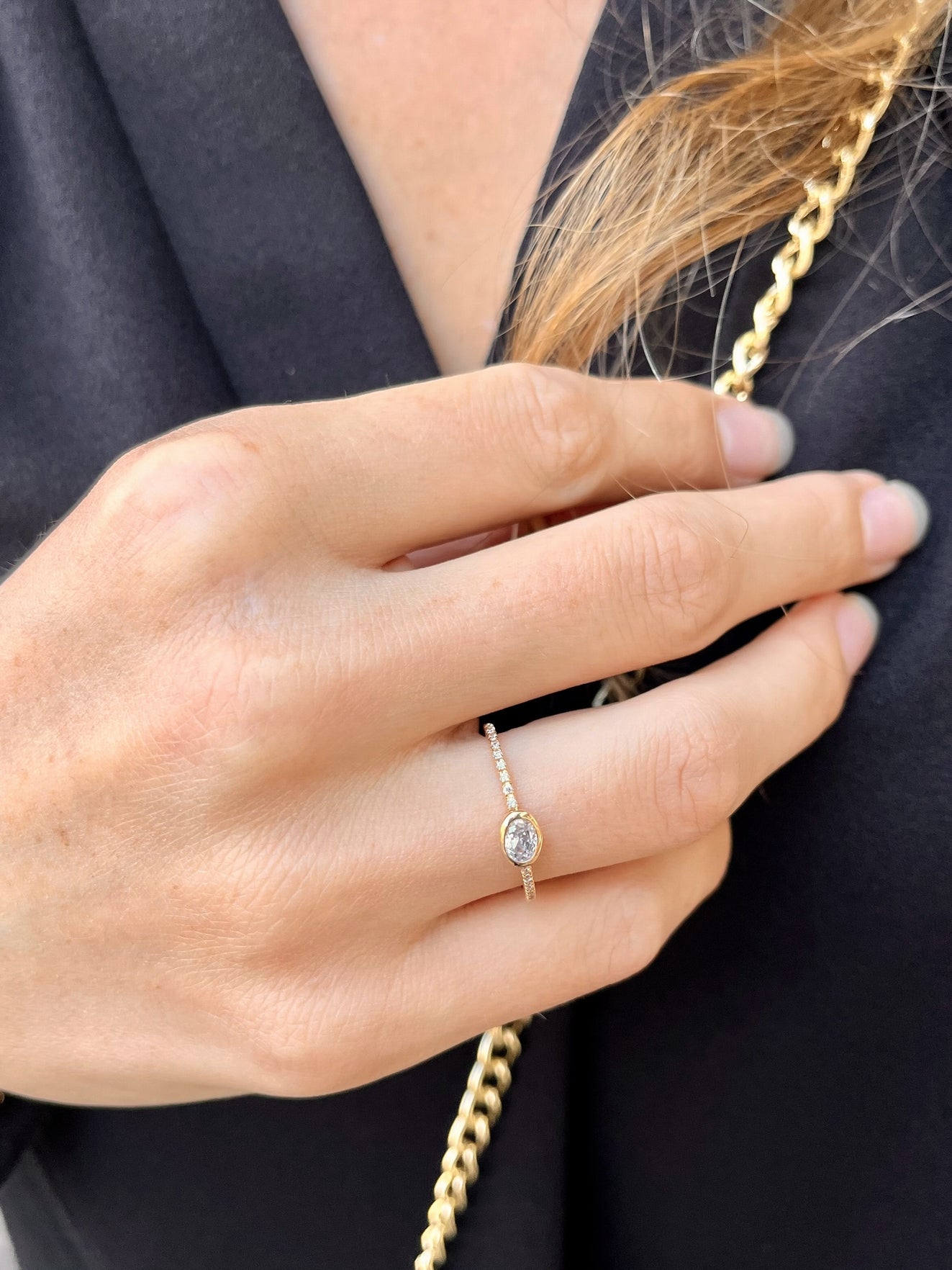 Bague plaqué or zirconium