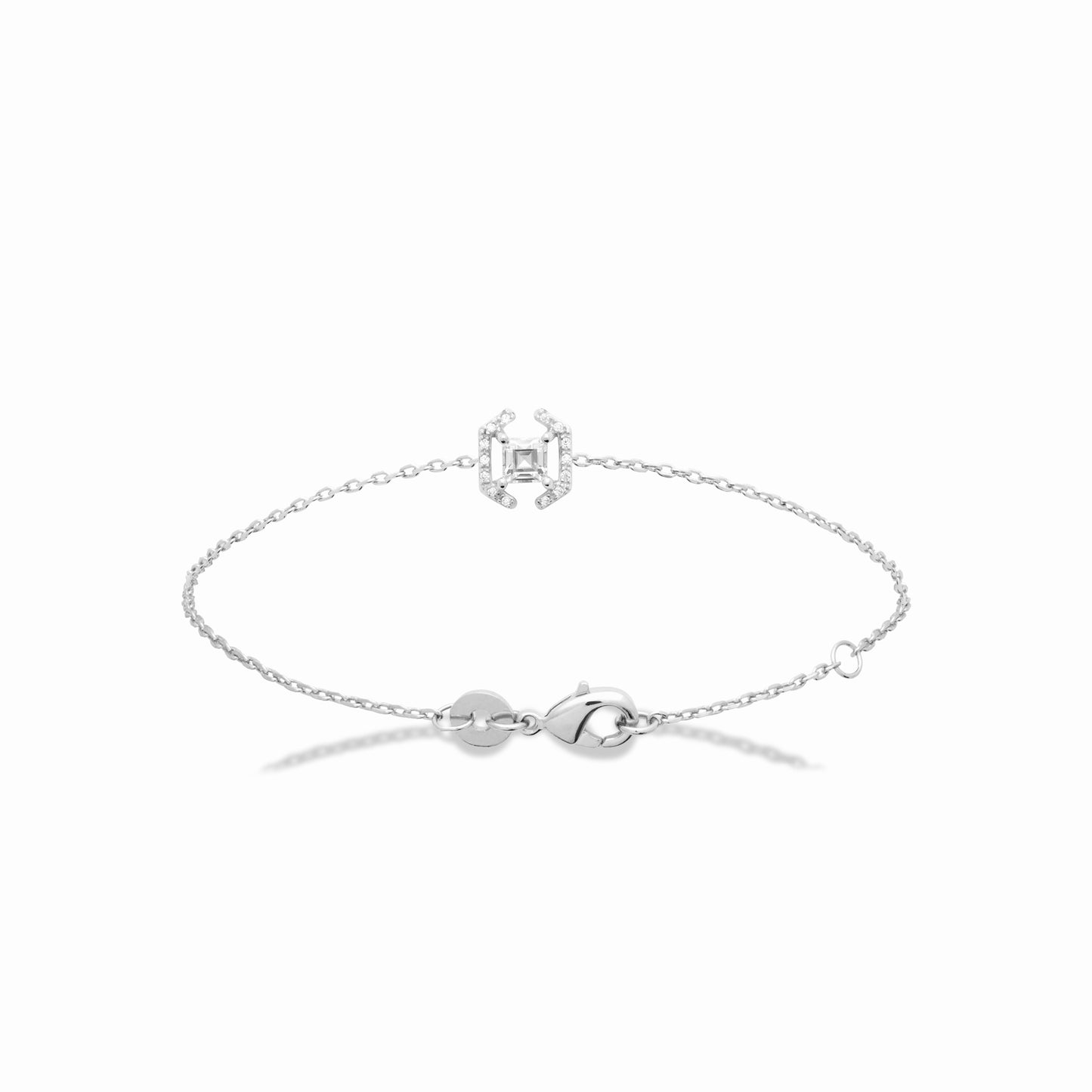Bracelet argent rhodié & brillants