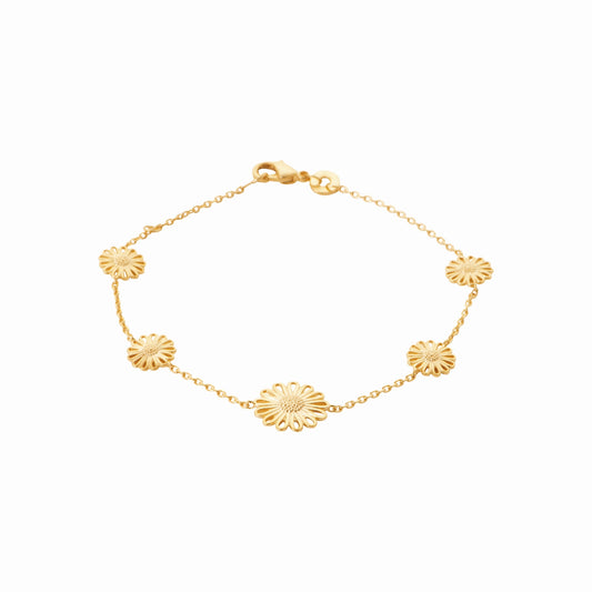 Bracelet fleurs plaqué or 