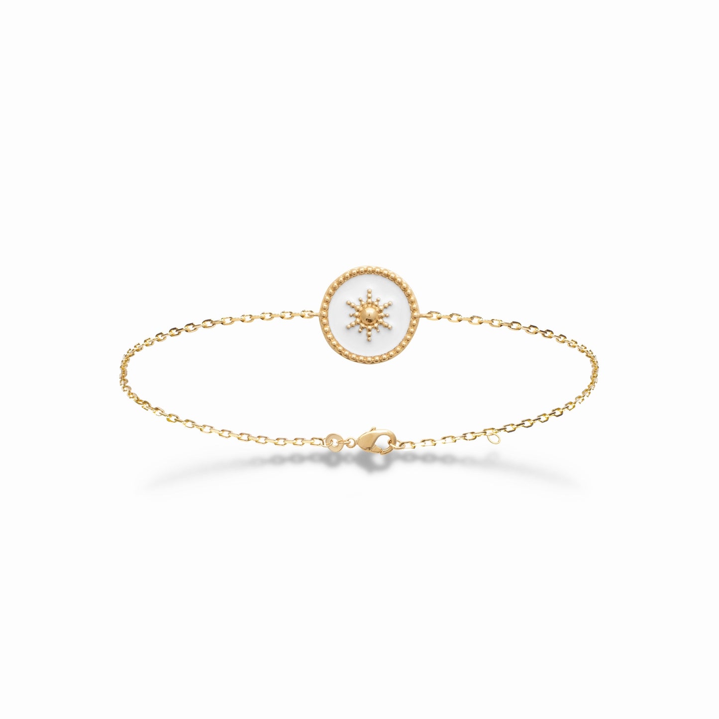 Bracelet plaqué or émail blanc