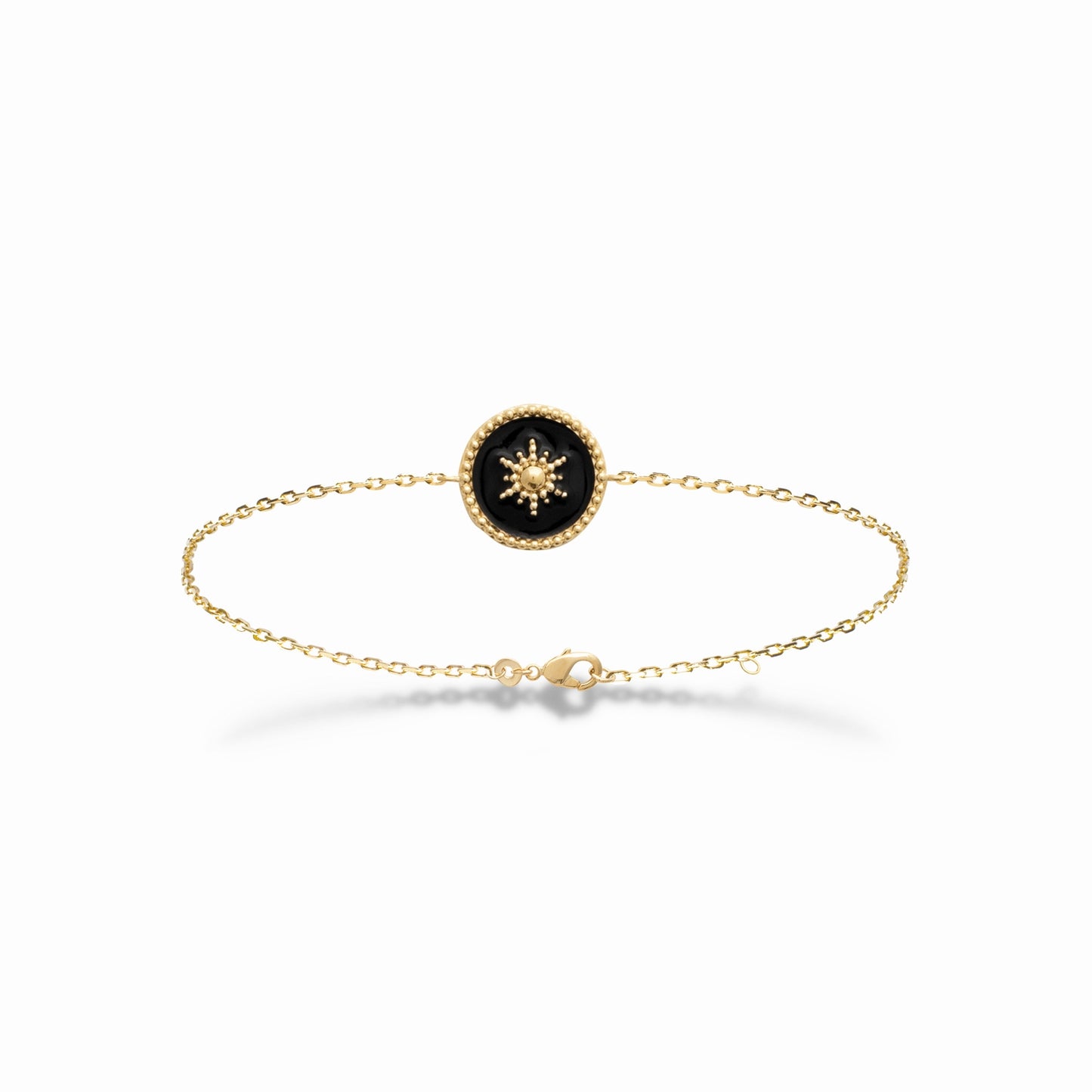 Bracelet plaqué or émail noir