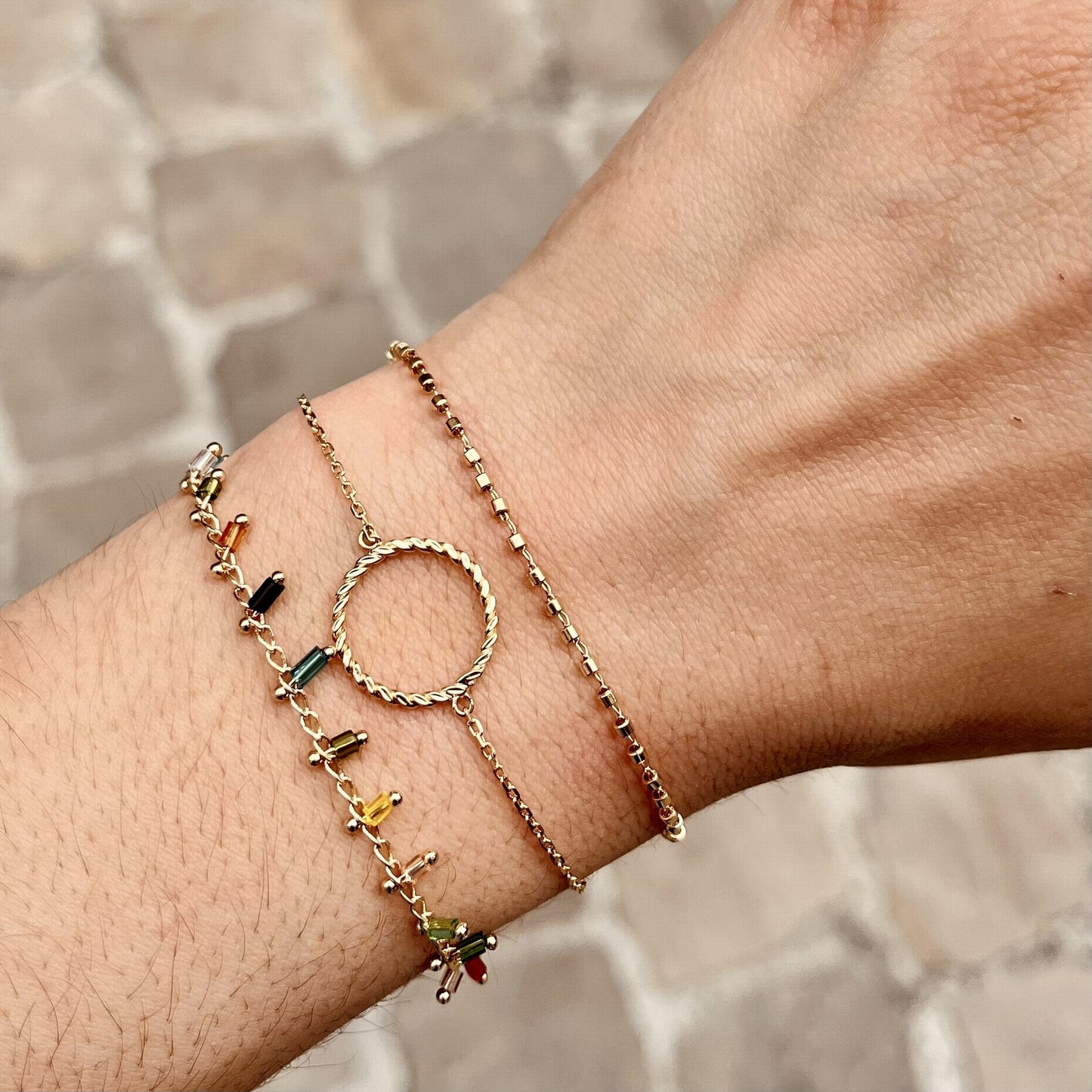 Bracelet plaque or pampilles
