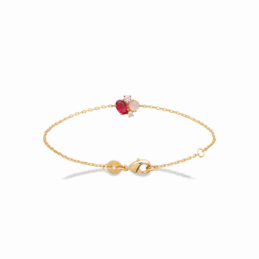 Bracelet plaqué or & pierres rose 