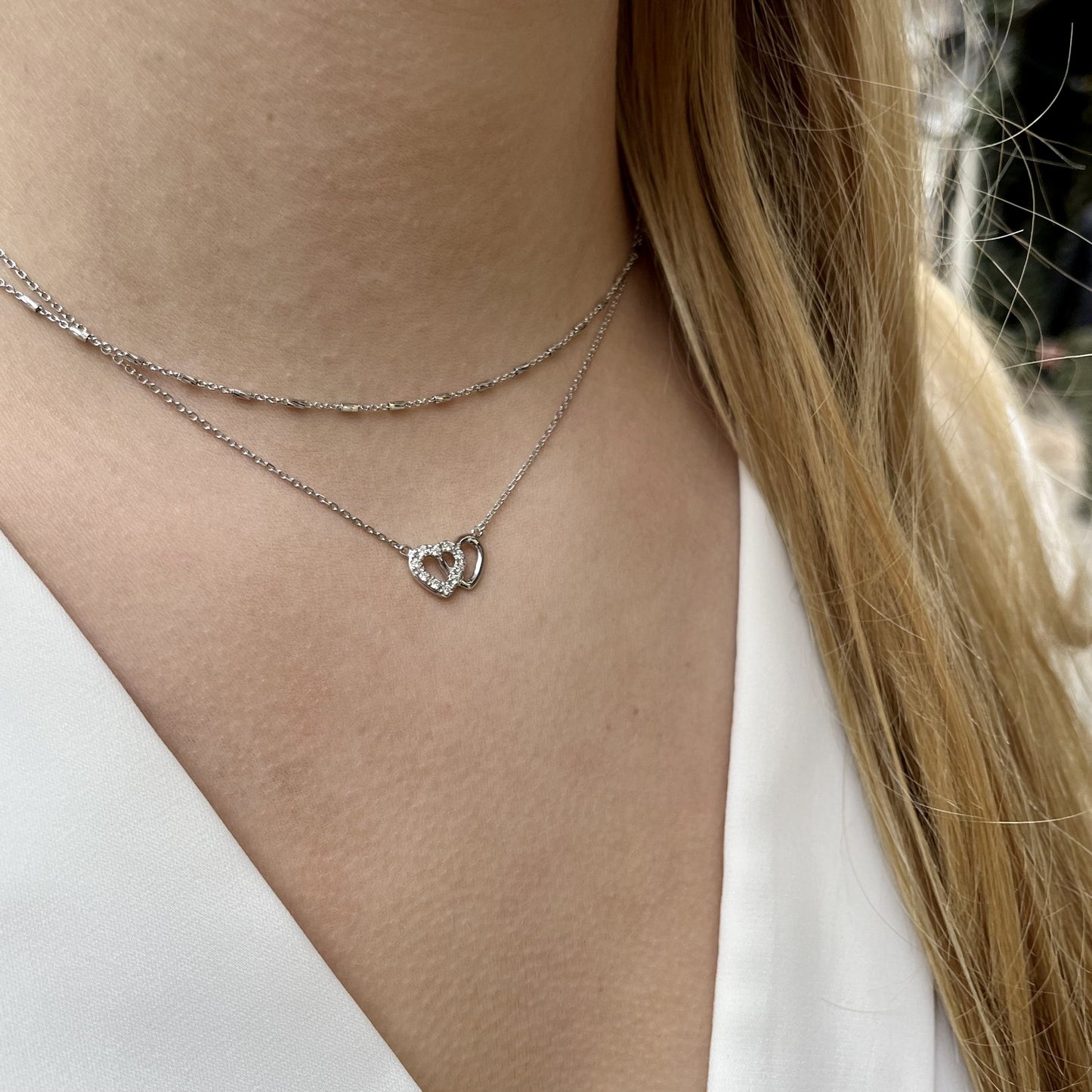 Collier argent rhodié & brillants