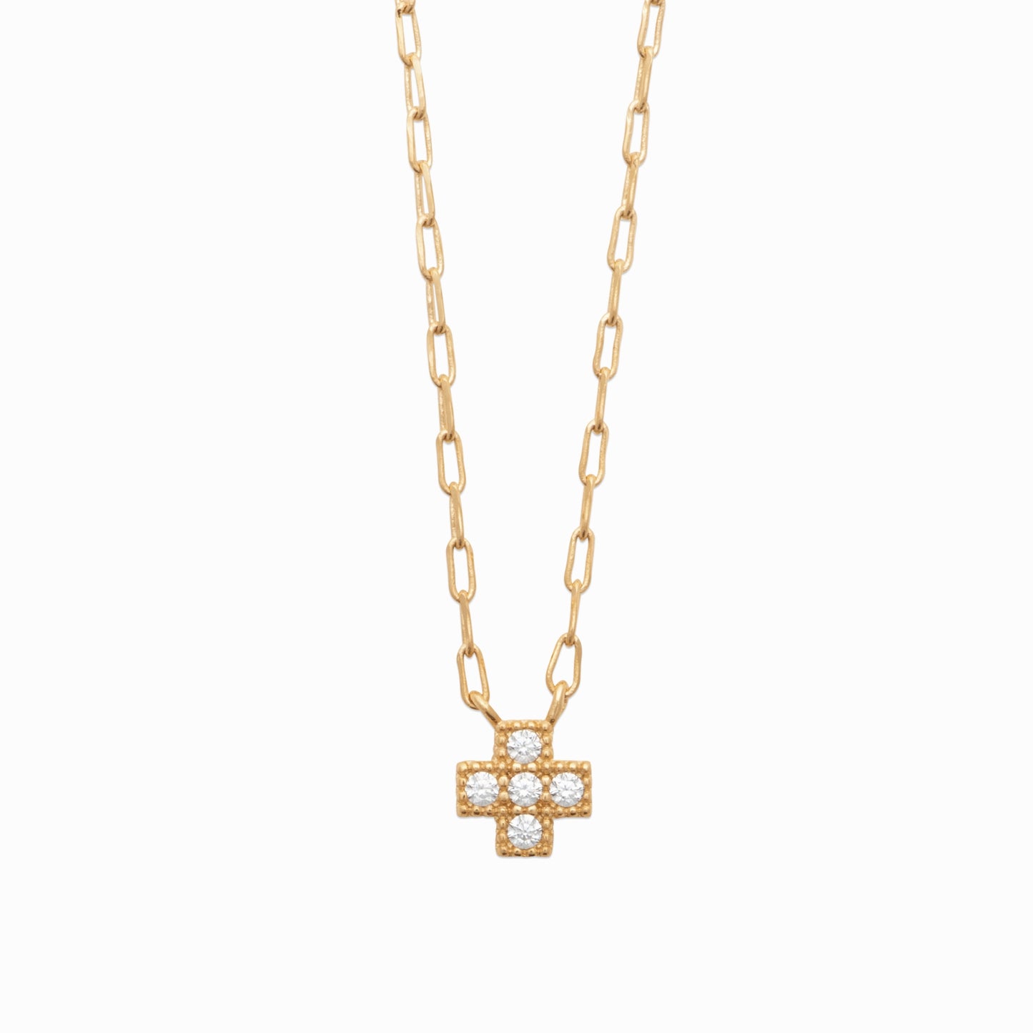 Collier croix plaqué or & brillants