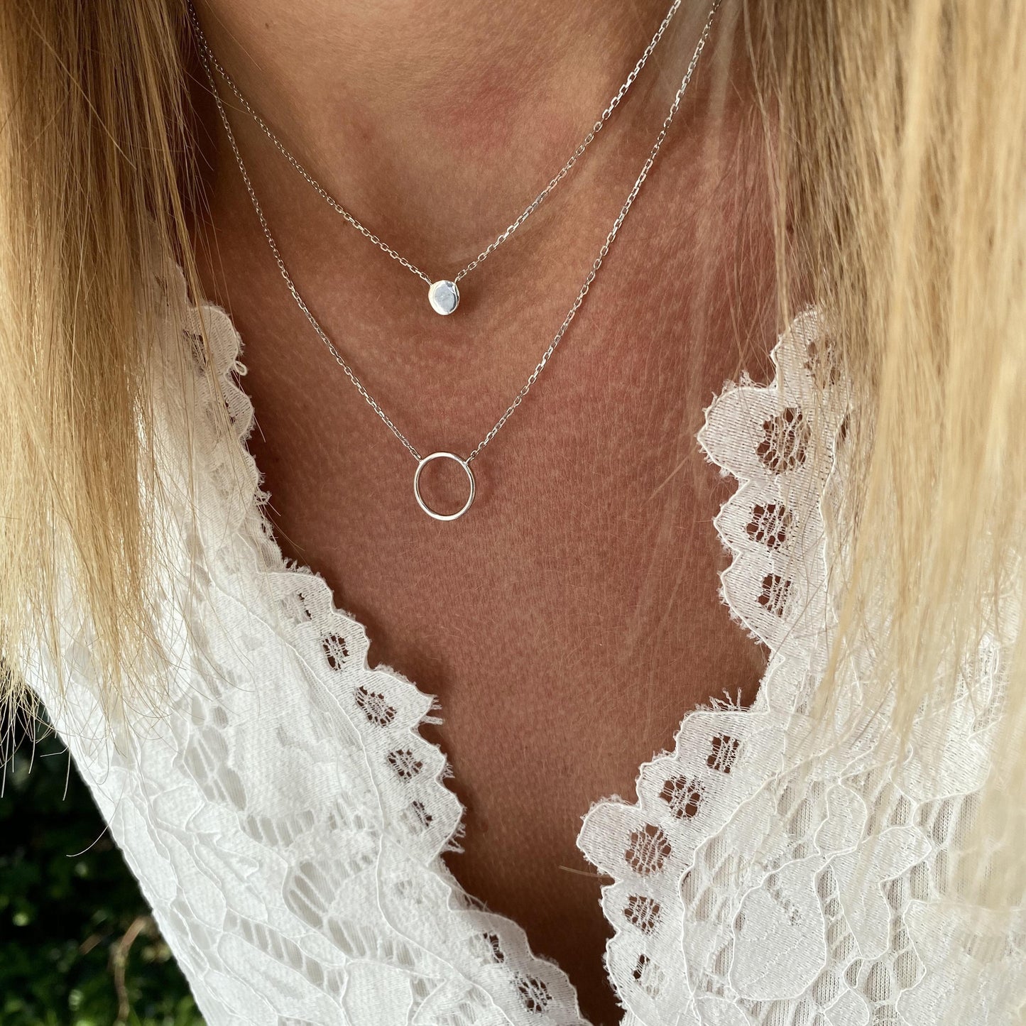 Collier double argent rhodié