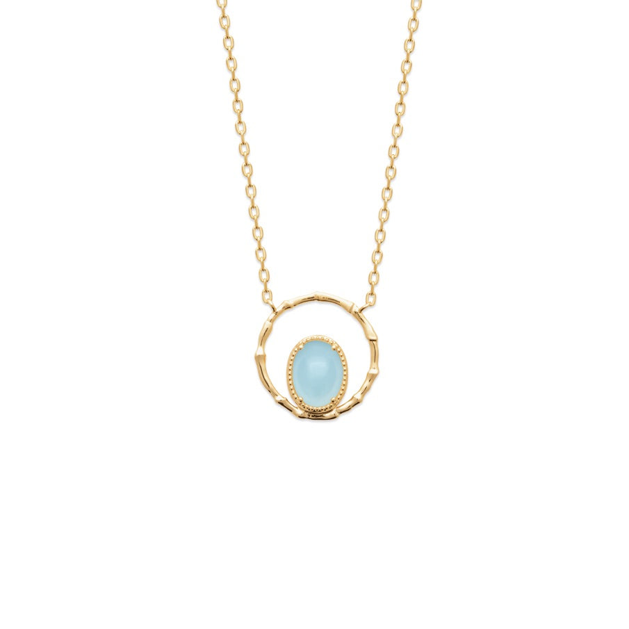 Collier plaqué or agate bleue