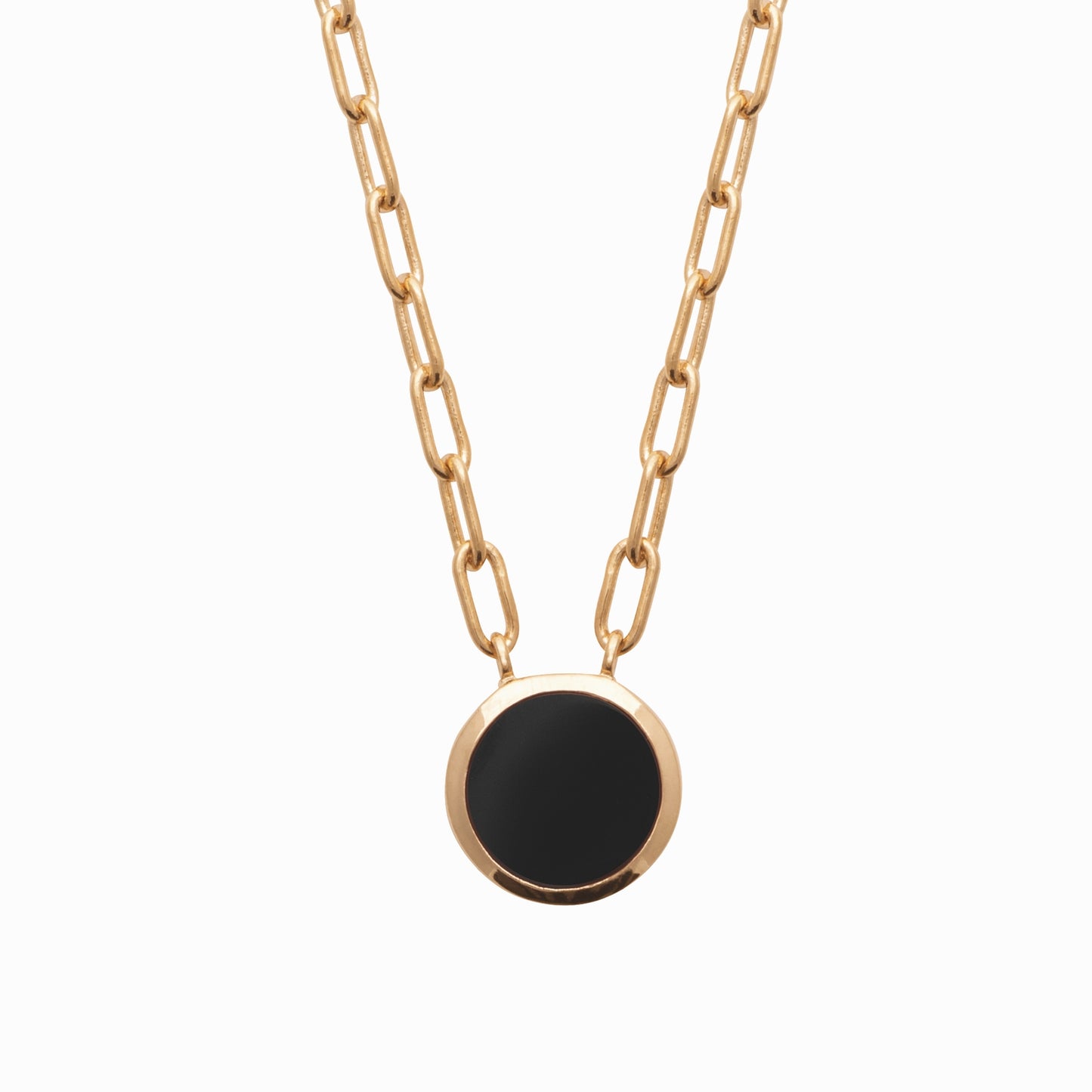 Collier plaqué or agate noire