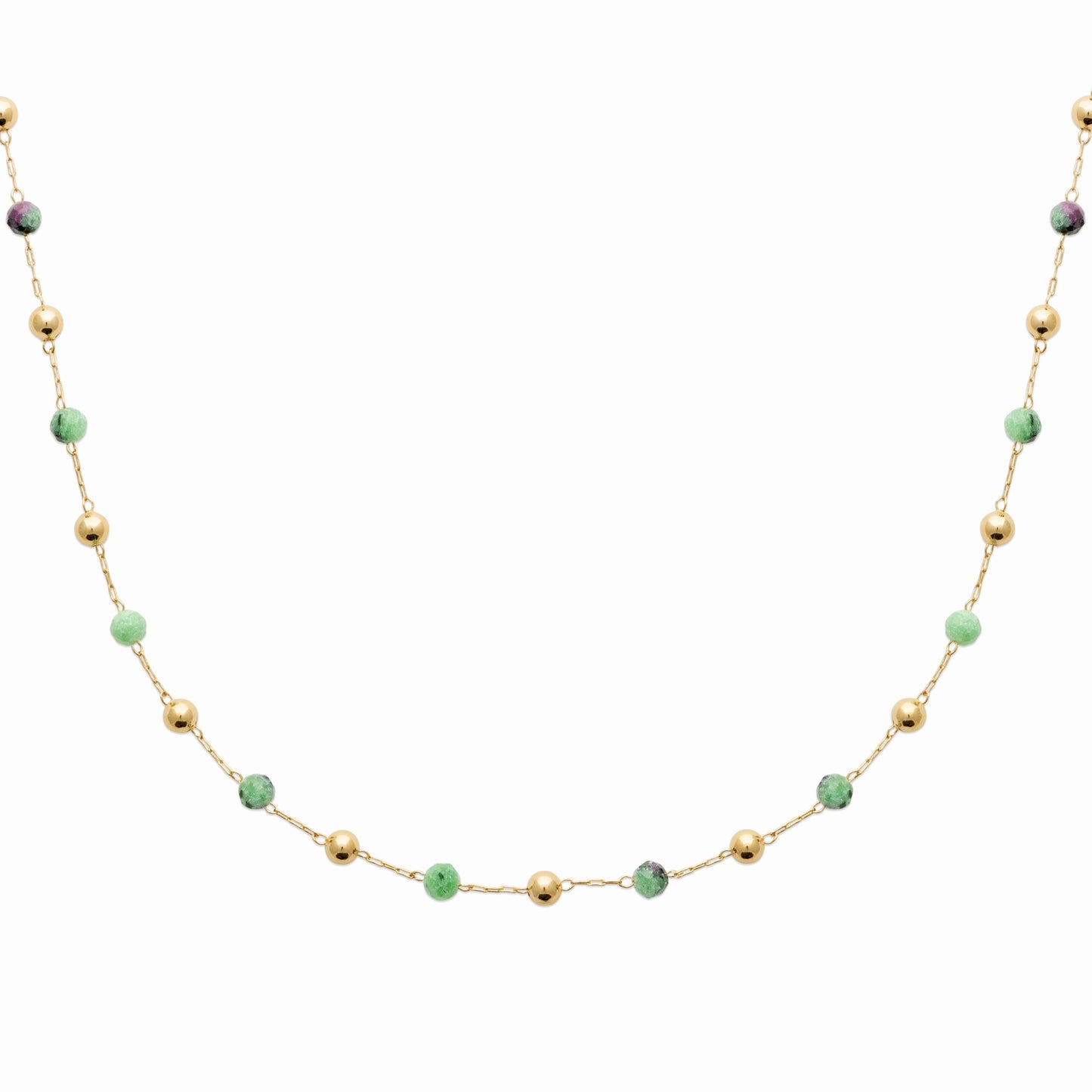 Collier plaqué or & rubis zoisite