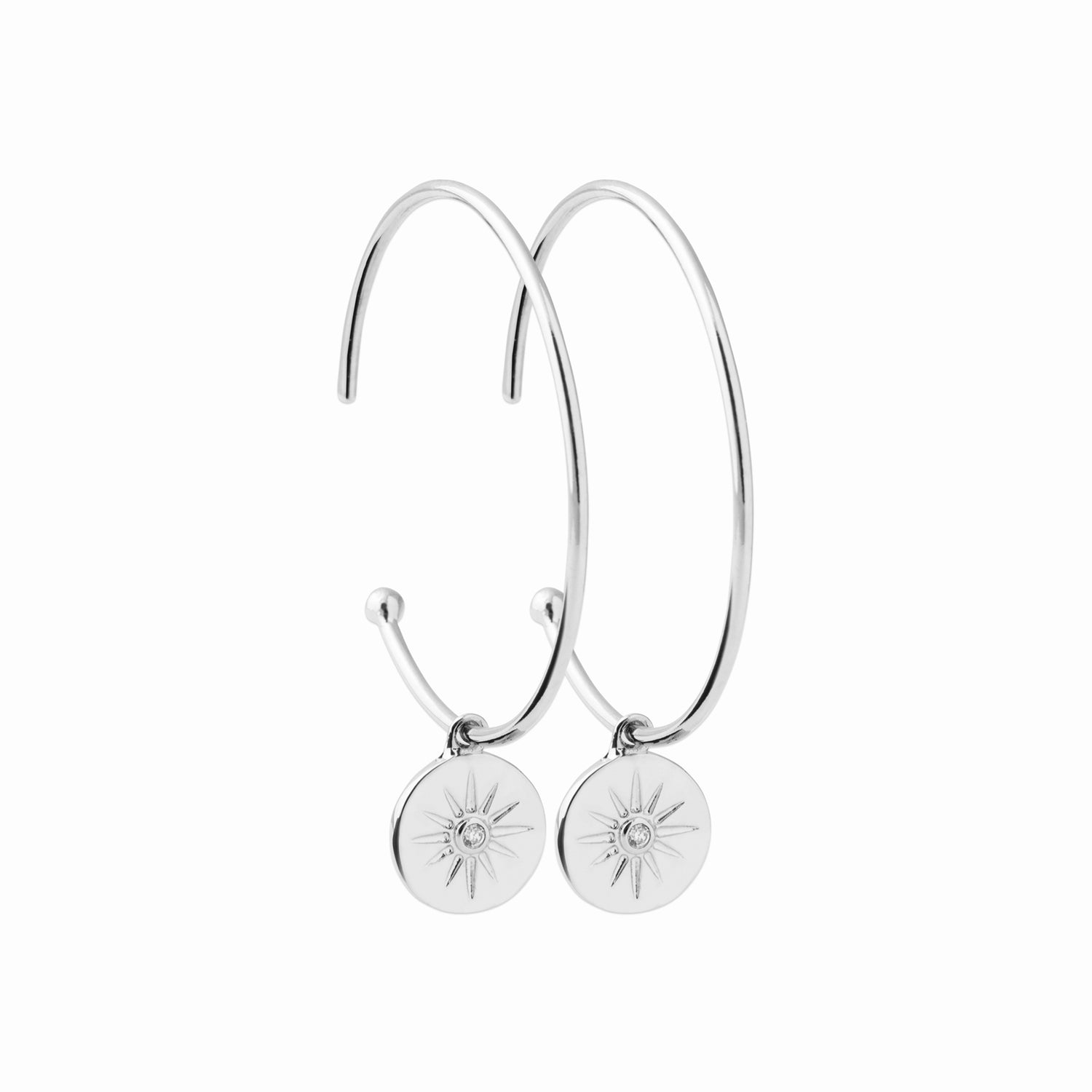 Créoles argent rhodié & brillants