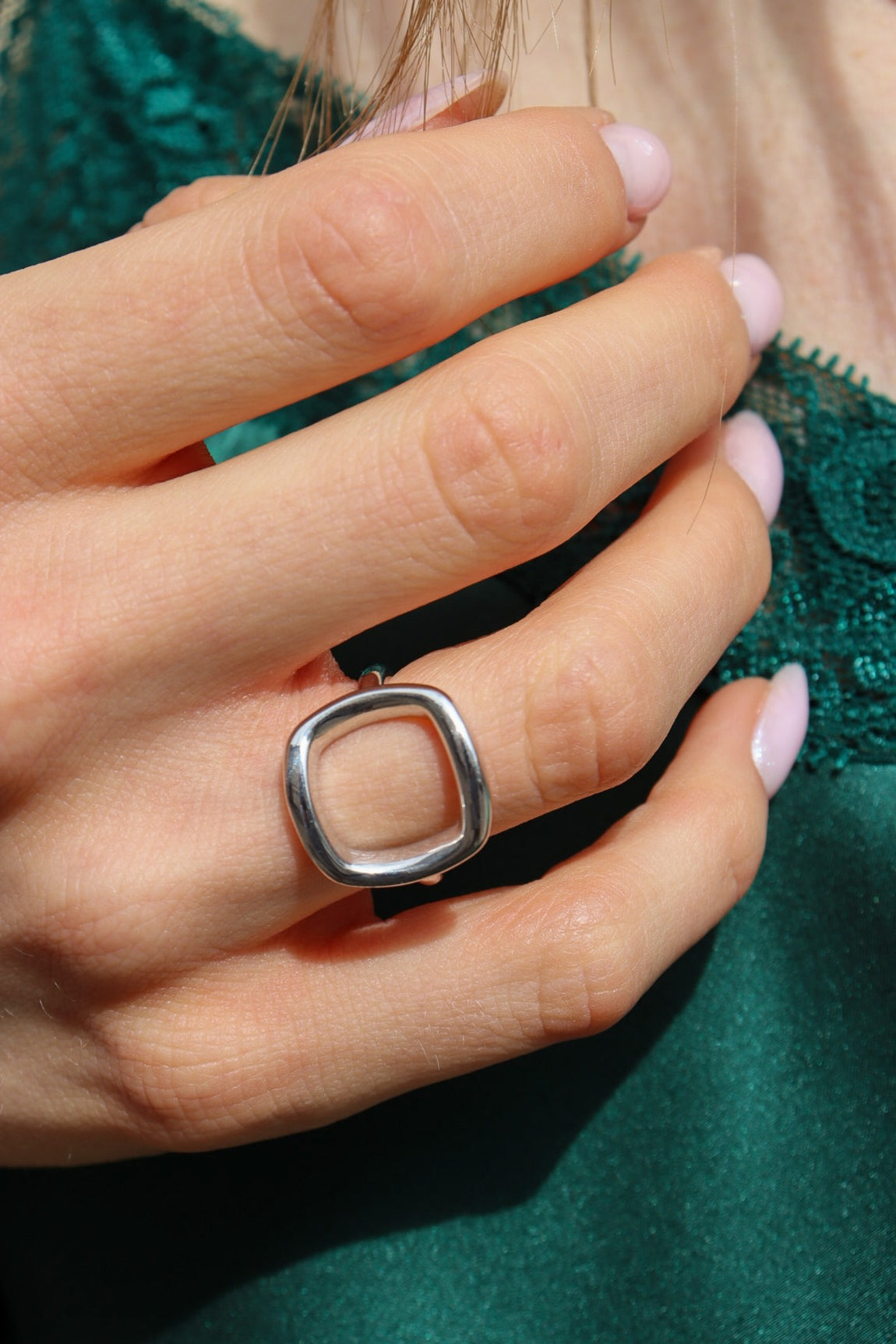 Bague argent carrée