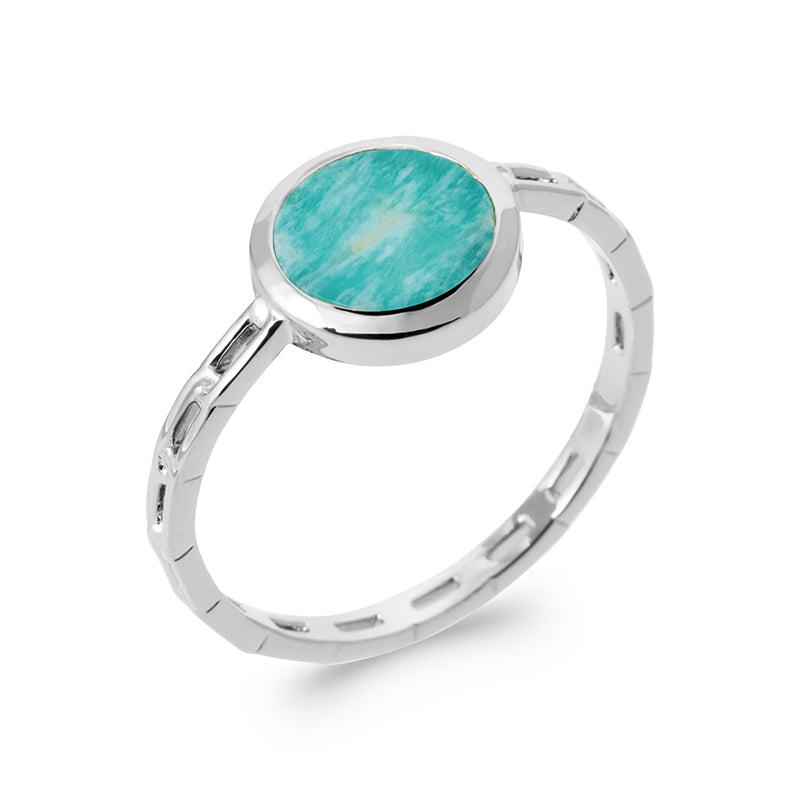 Bague argent rhodié amazonite