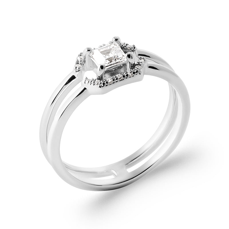 Bague argent rhodié & brillants