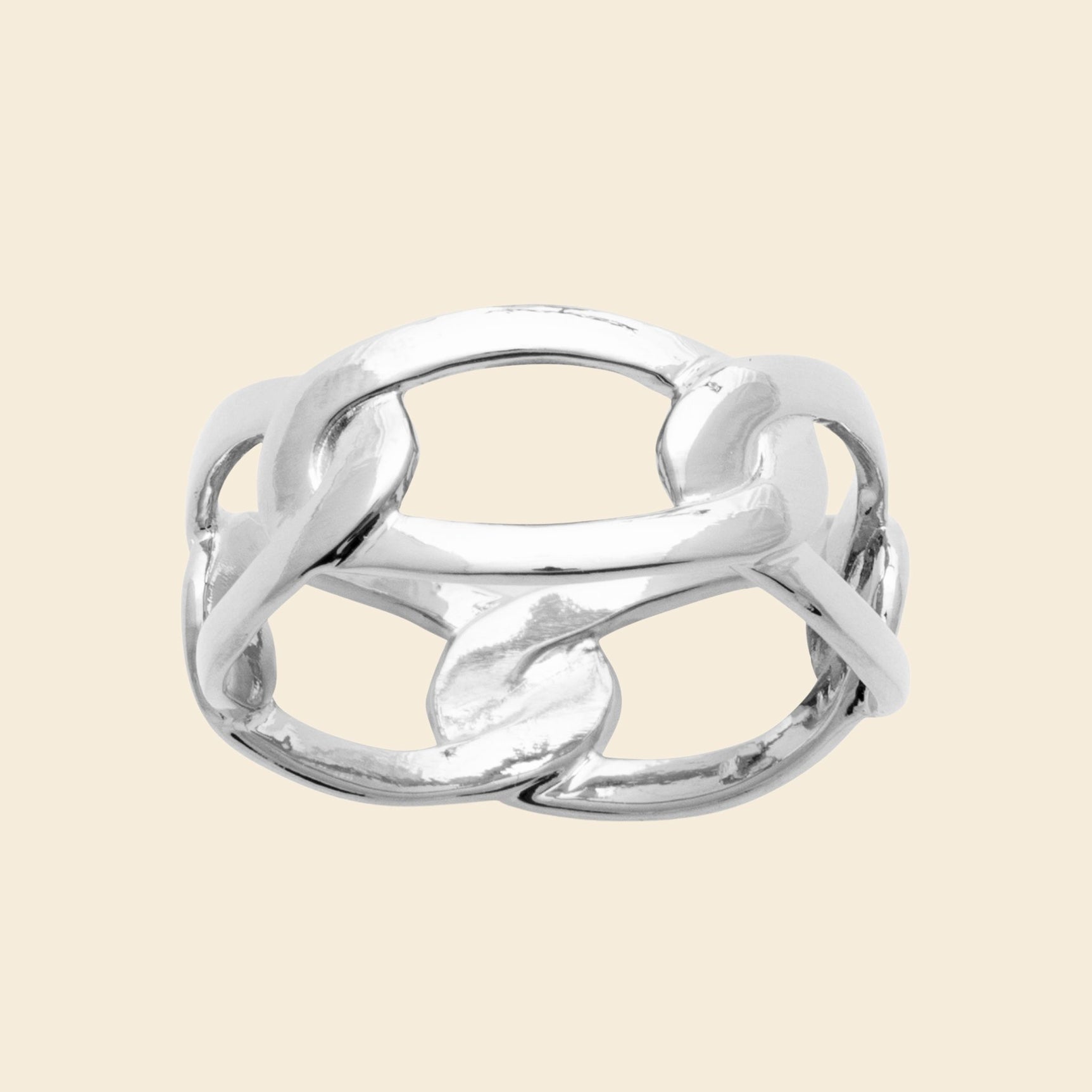 Bague argent rhodié graphique