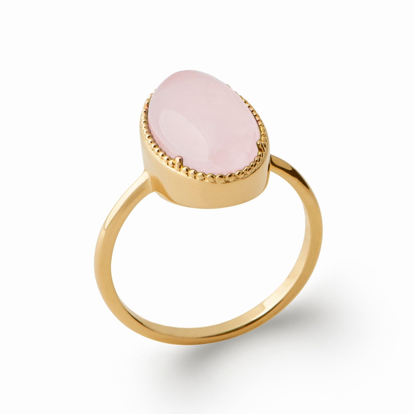Bague cabochon quartz rose