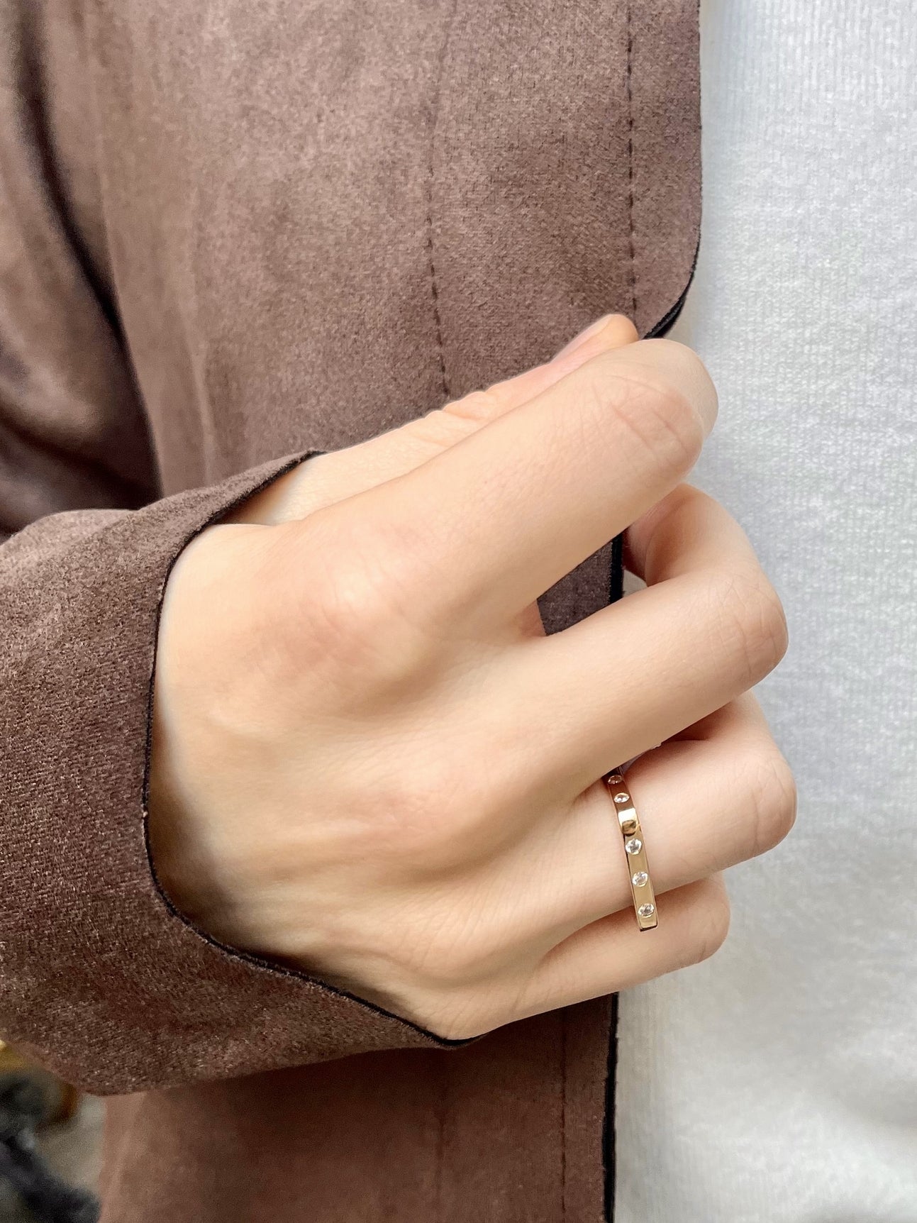 Bague carrée plaqué or & brillants