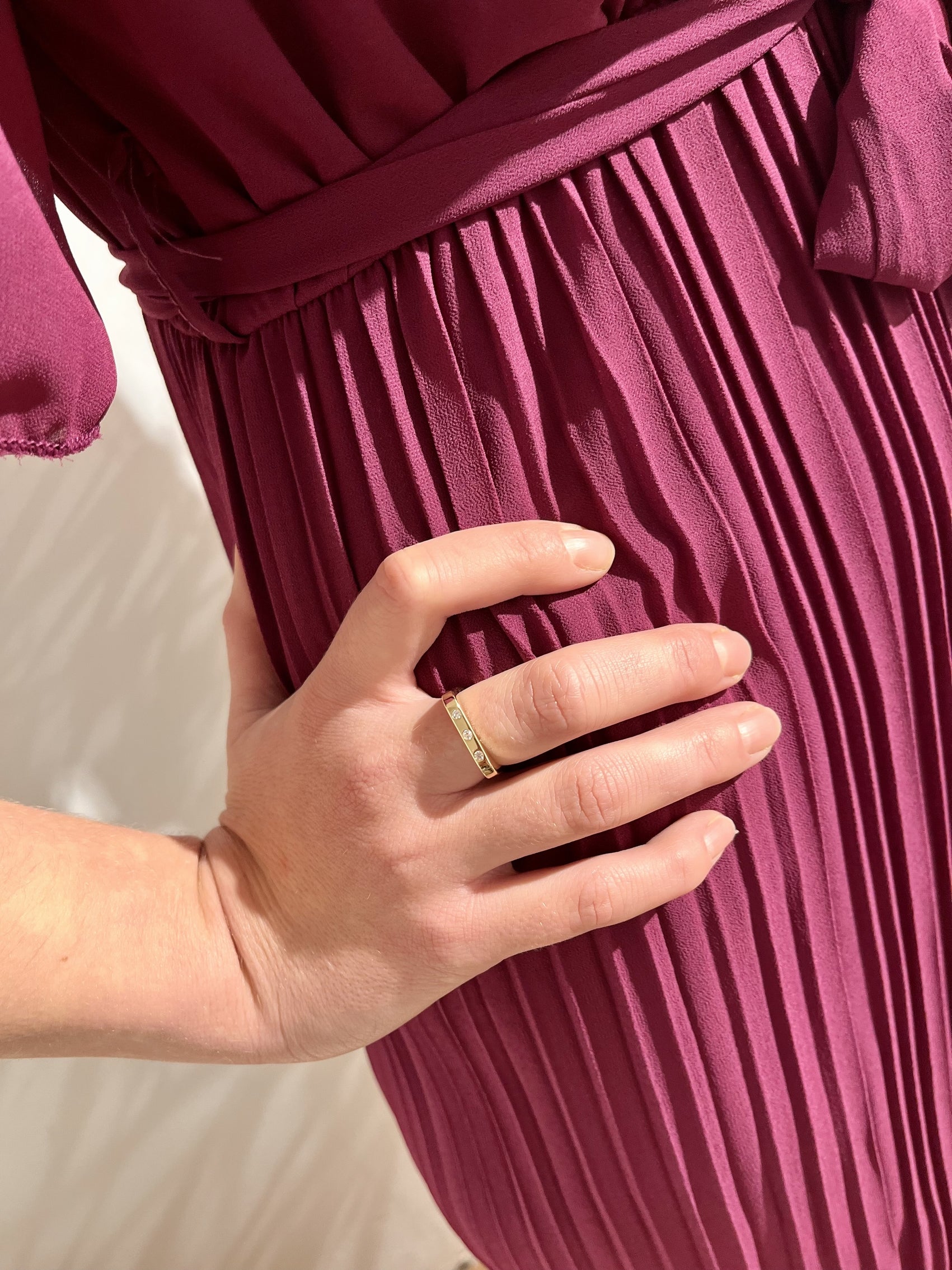 Bague carrée plaqué or & brillants