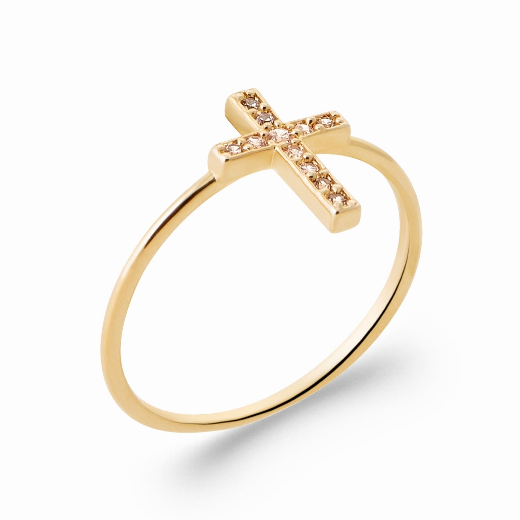 Bague croix plaqué or & brillants