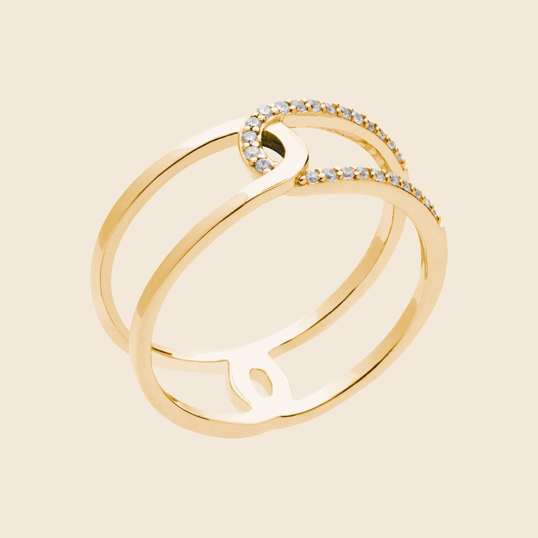 Bague entrelacée plaqué or & brillants