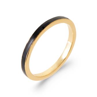 Bague fine en plaqué or & émail noir
