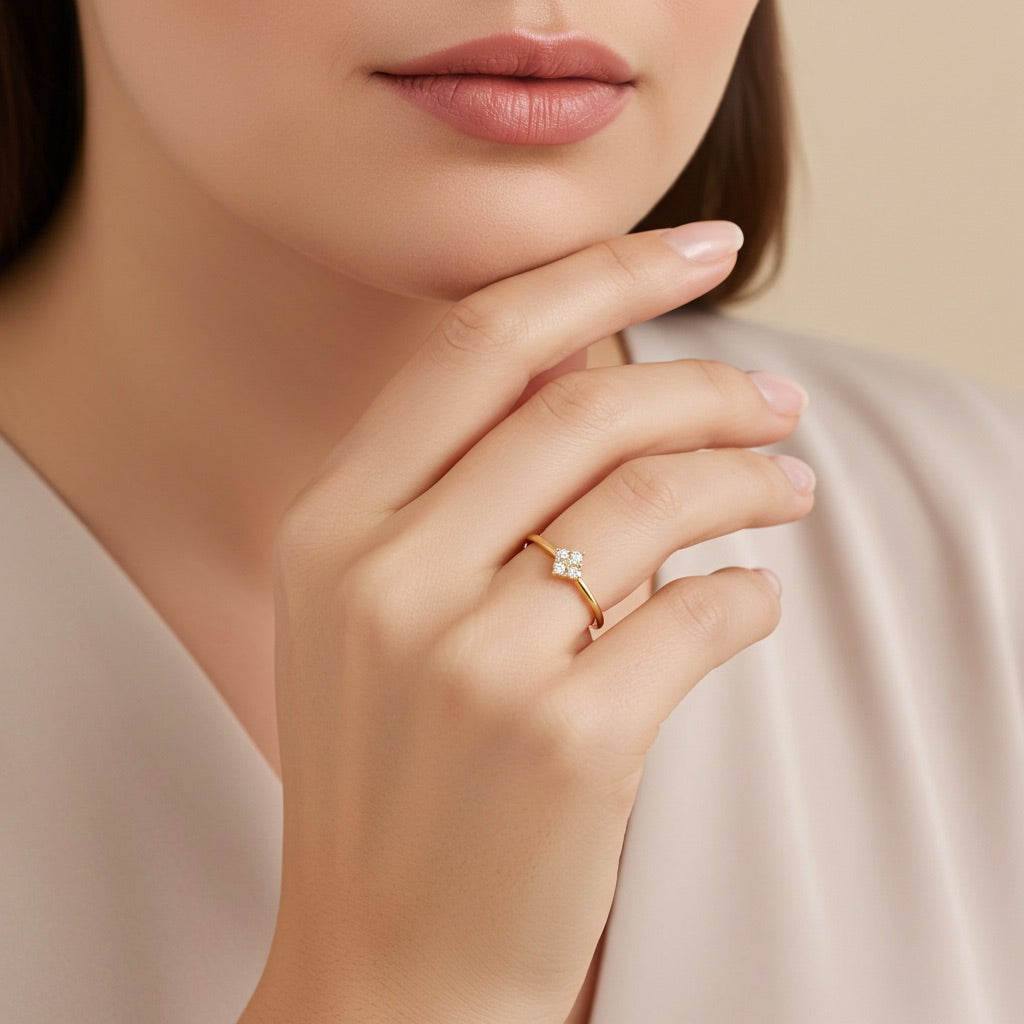 Bague fine plaqué or - brillants