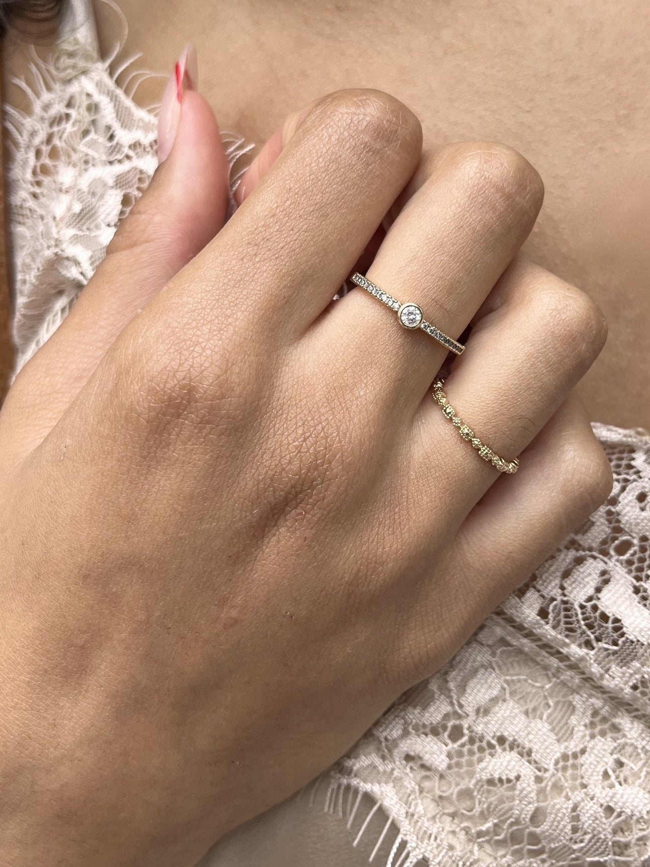 Bague fine plaqué or - géométrique