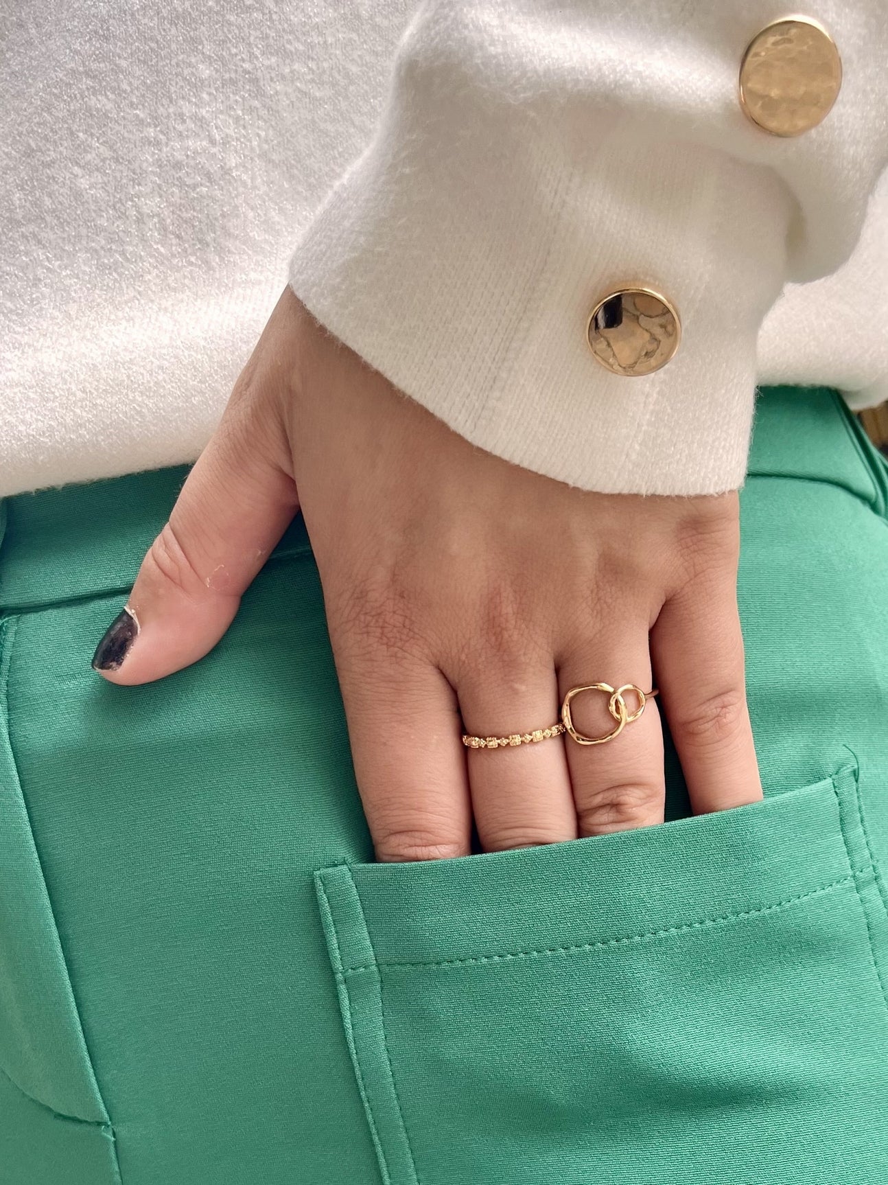 Bague fine plaqué or - géométrique