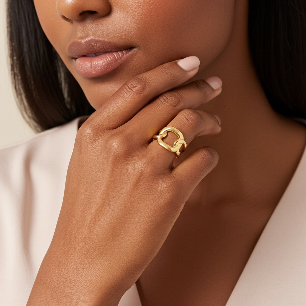 Bague maillon plaqué or