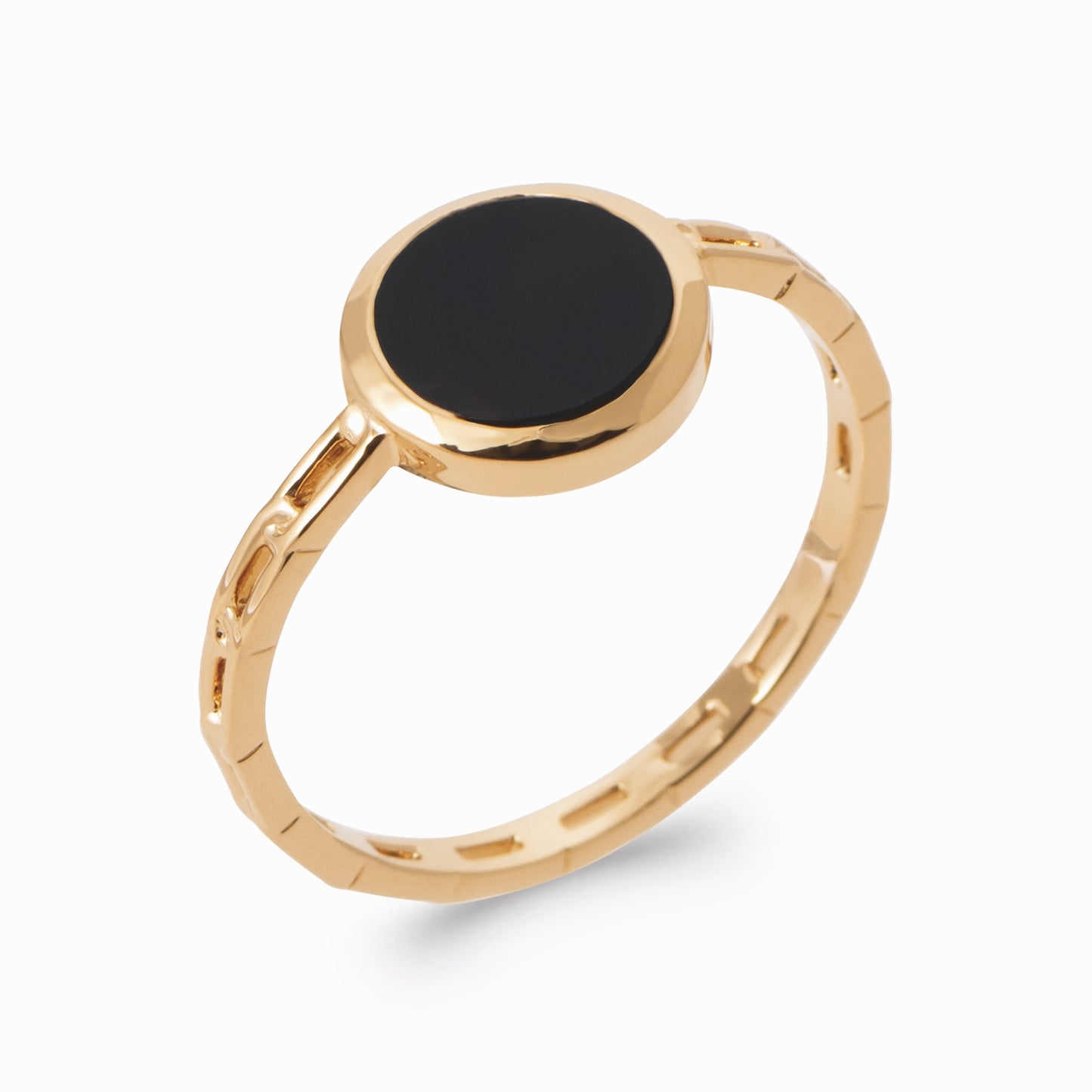 Bague plaqué or & Agate noire