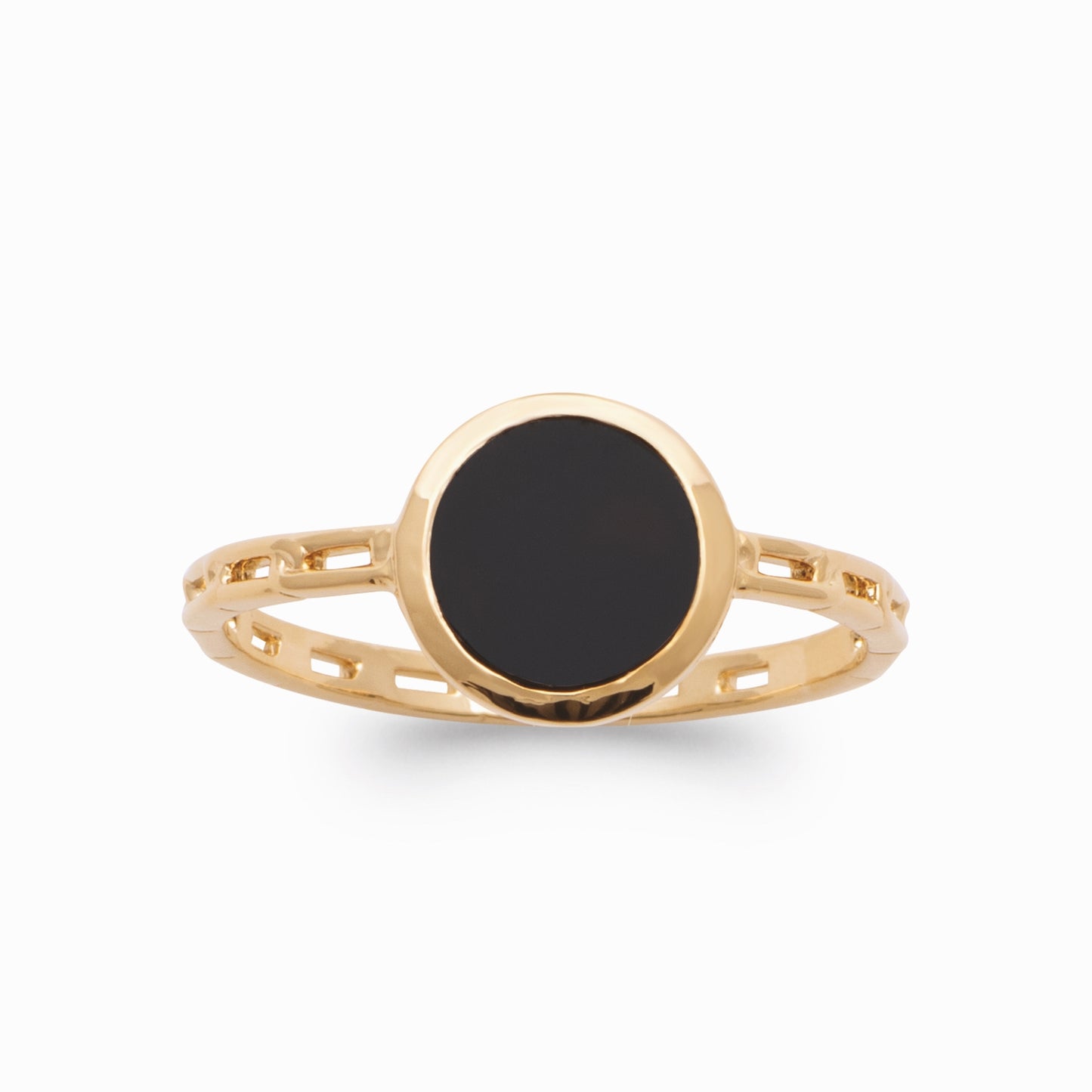 Bague plaqué or & Agate noire