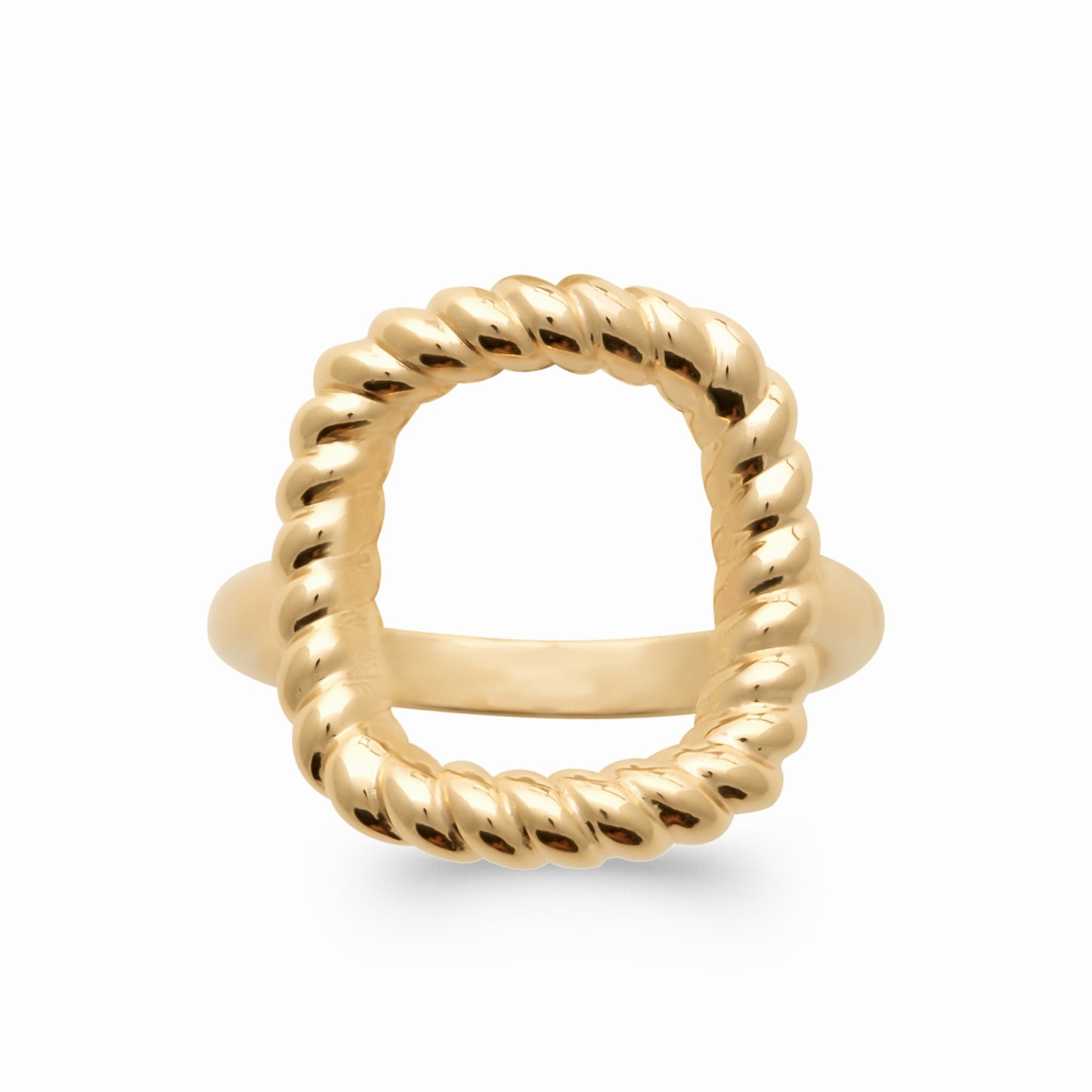 Bague plaqué or carrée ciselée