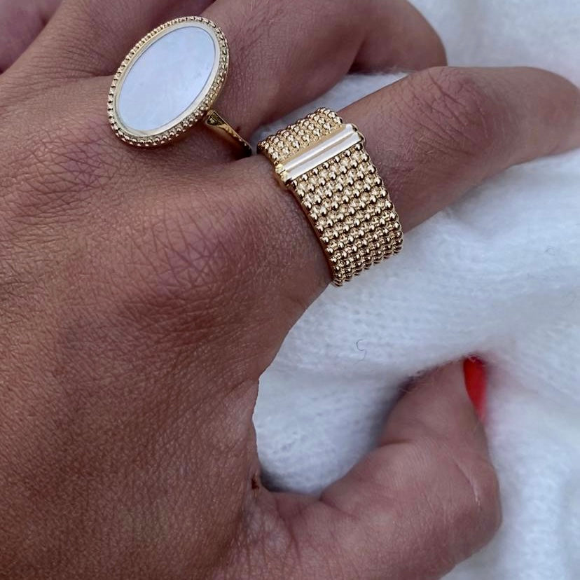 Bague plaqué or - maille milanaise