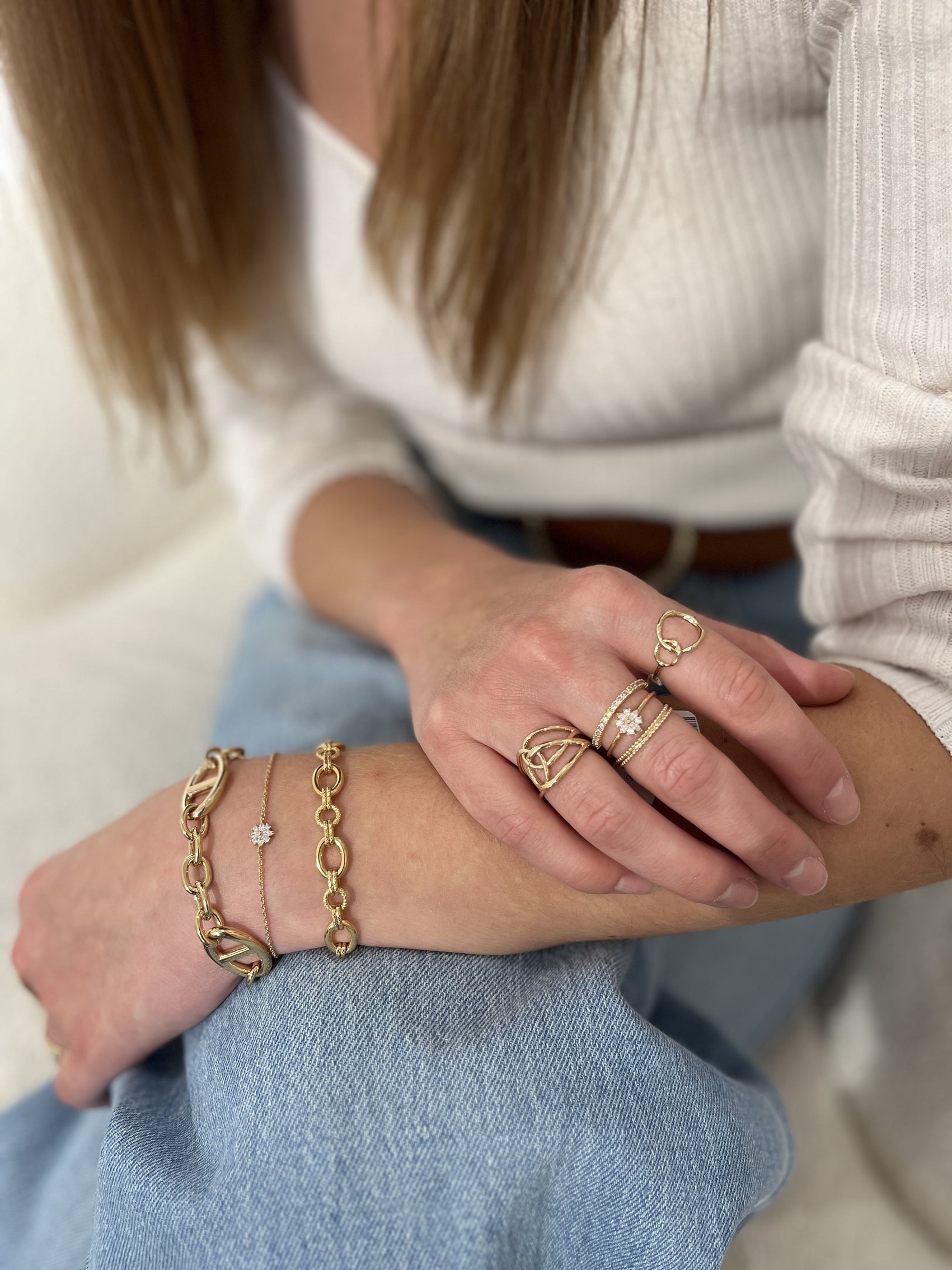 Bague plaqué or - perlée