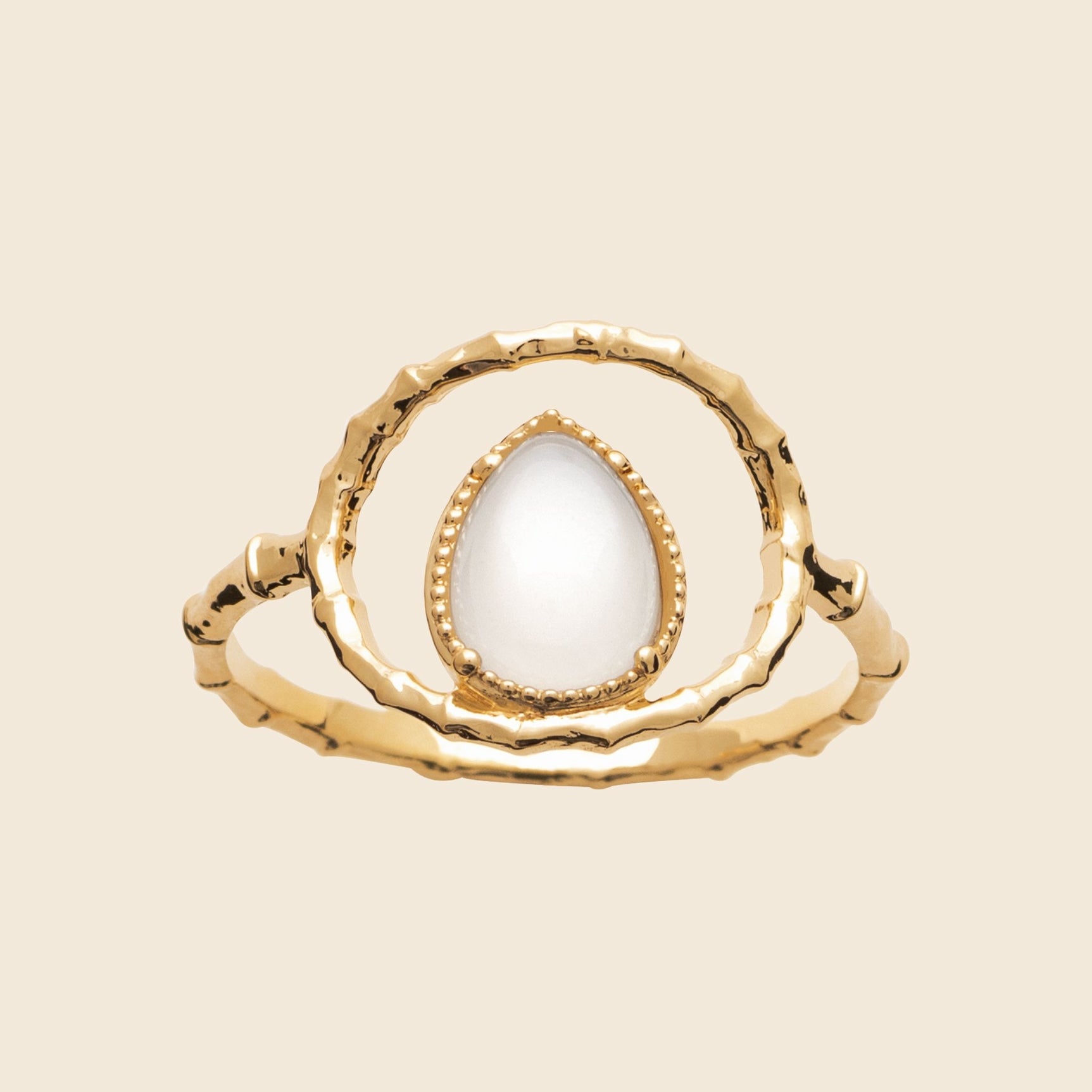 Bague plaqué or pierre de lune