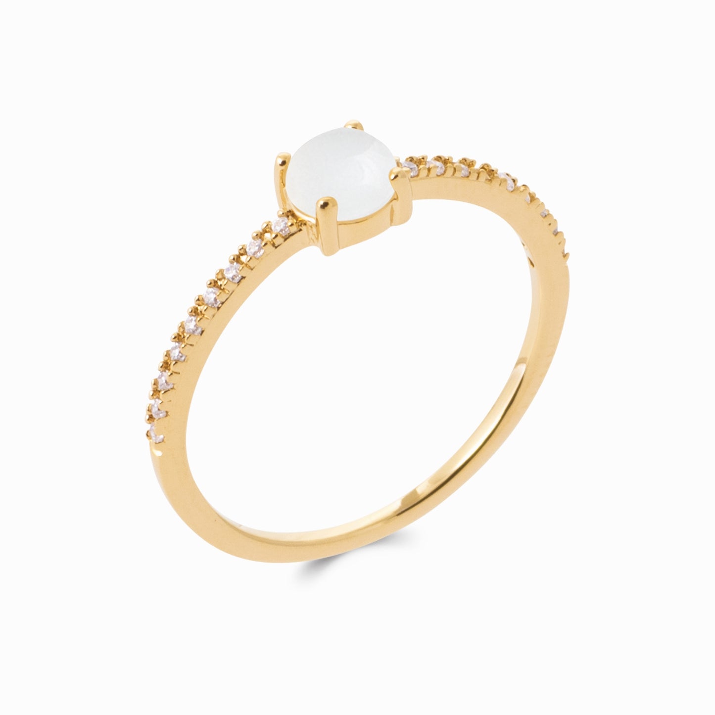 Bague plaqué or pierre de lune & brillants