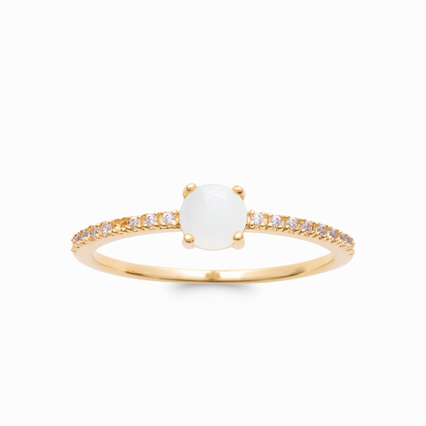 Bague plaqué or pierre de lune & brillants
