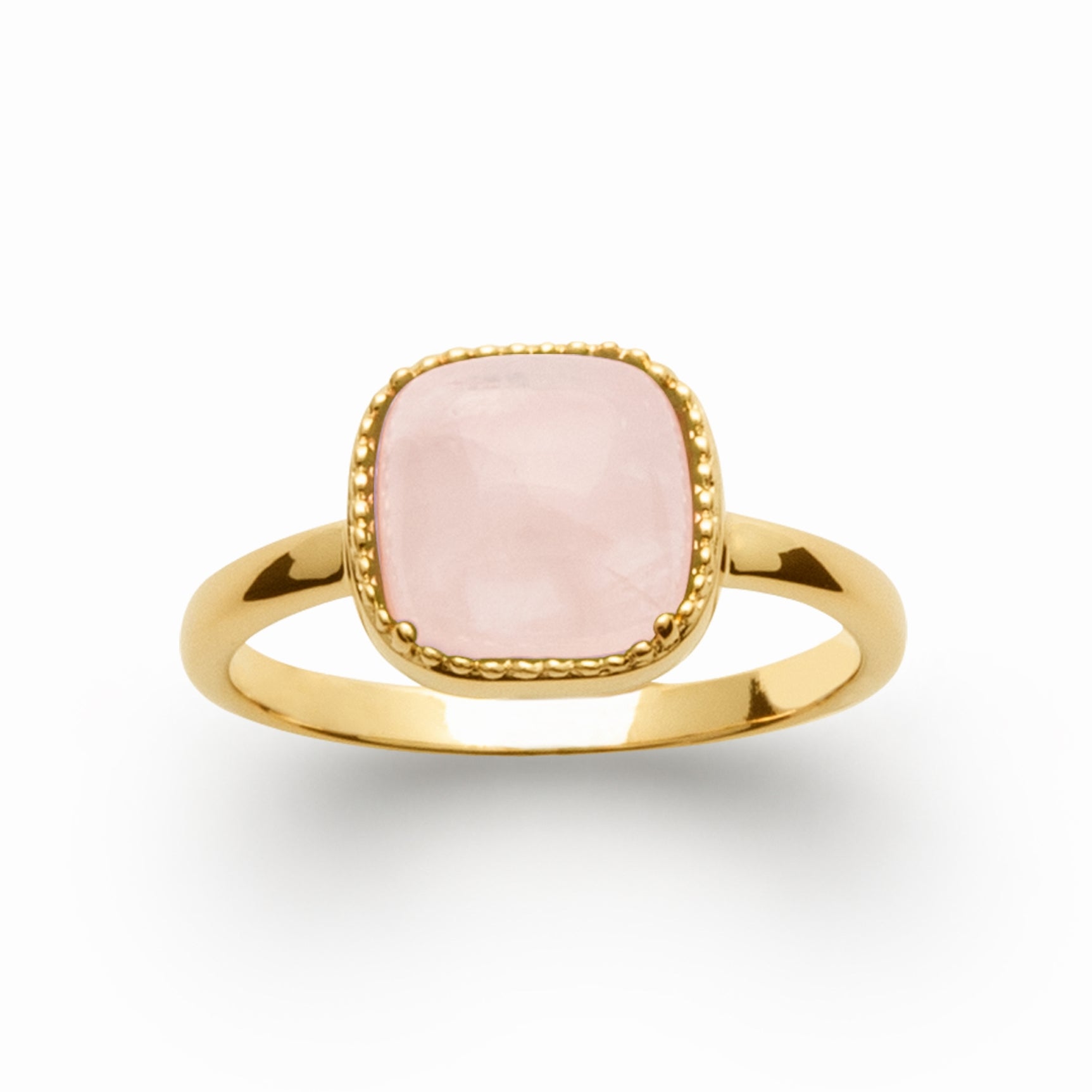 Bague plaqué or quartz rose
