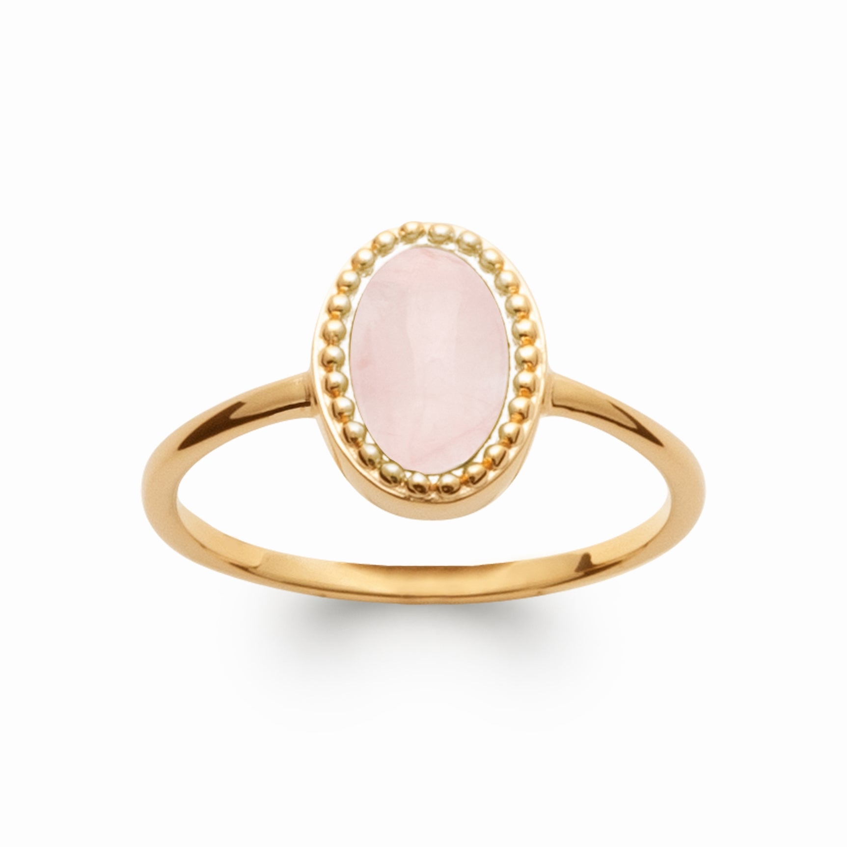 Bague plaqué or & quartz rose