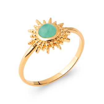Bague plaqué or soleil & aventurine