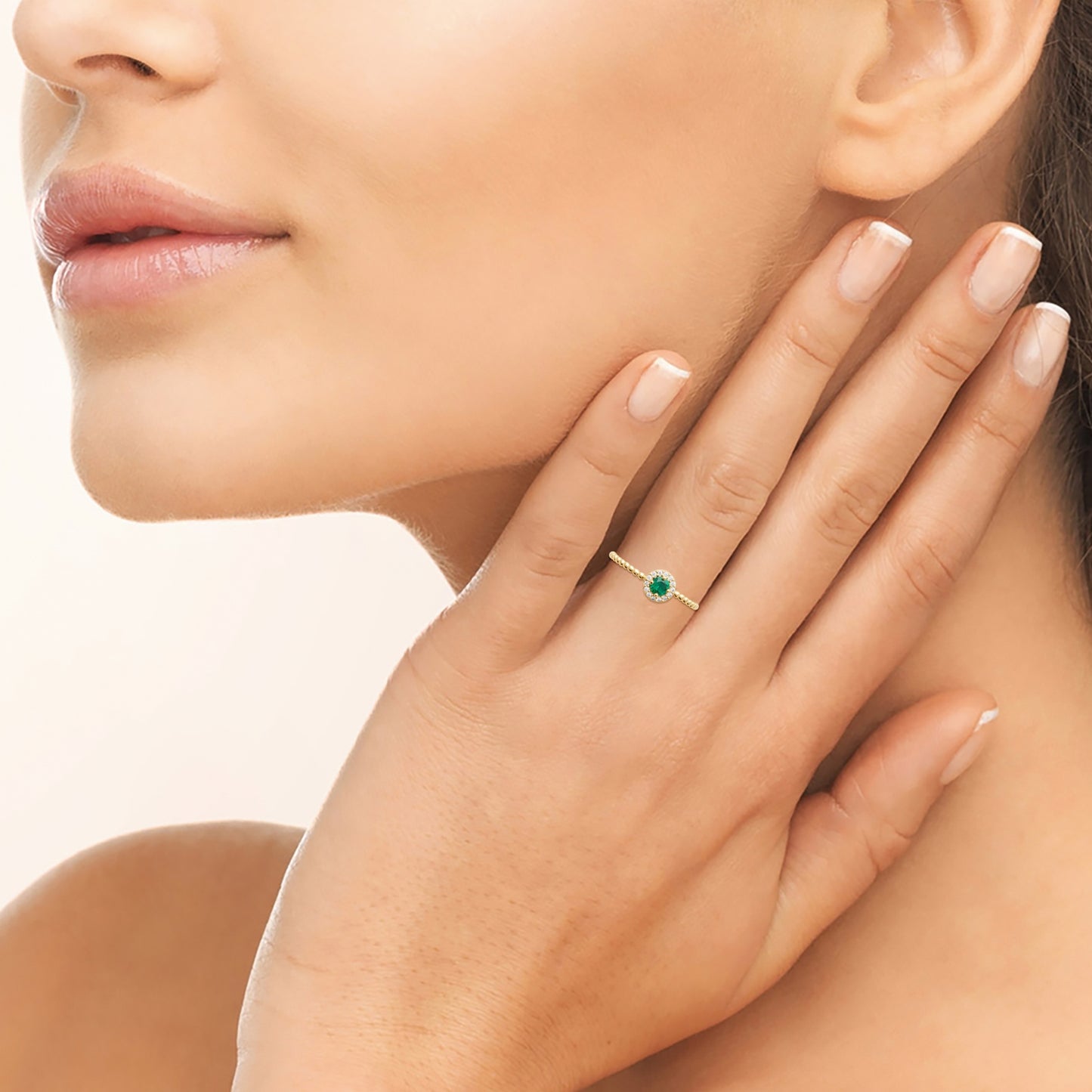 Bague plaqué or - vert éclat