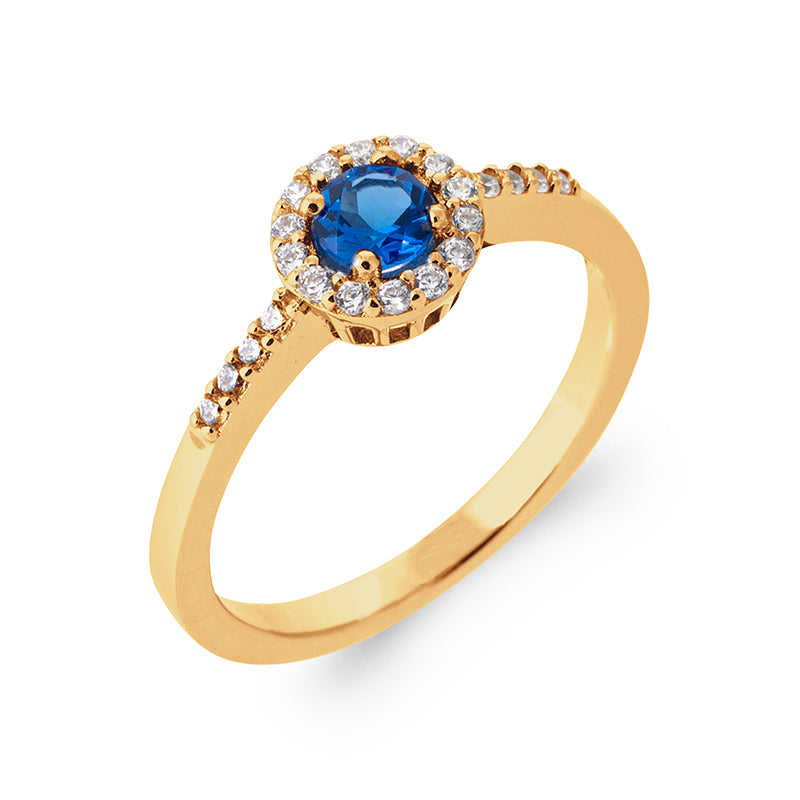 Bague solitaire plaqué or & brillants