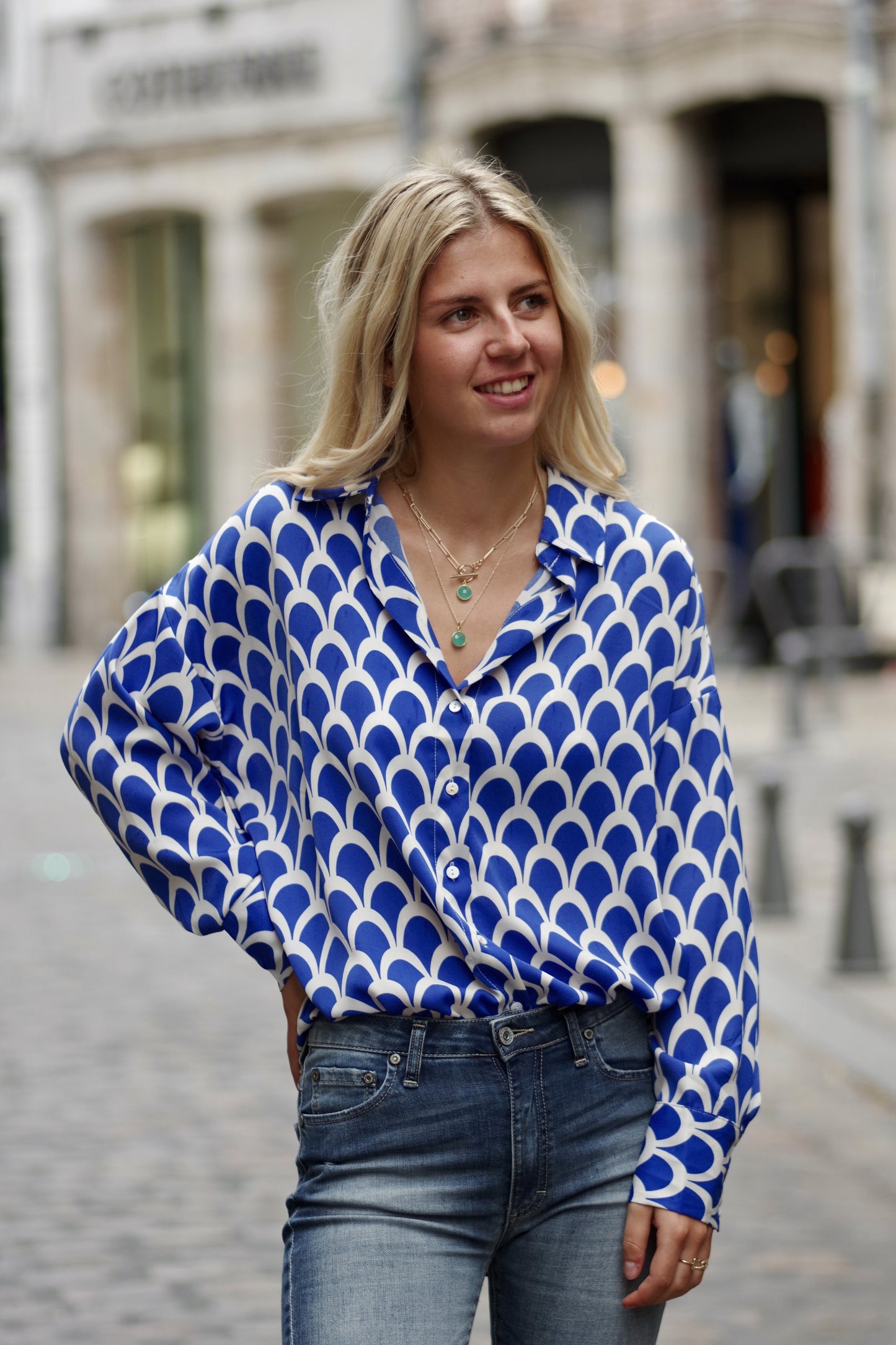 Blouse imprimée avec motifs BLEU IMP