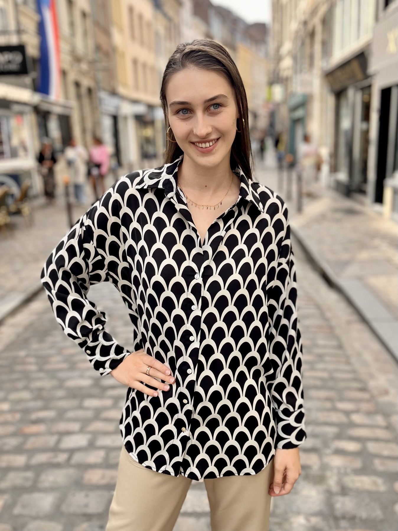 Blouse imprimée avec motifs NOIR IMP