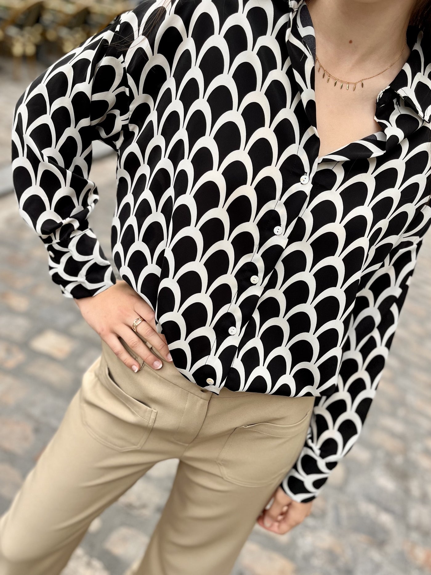 Blouse imprimée avec motifs NOIR IMP