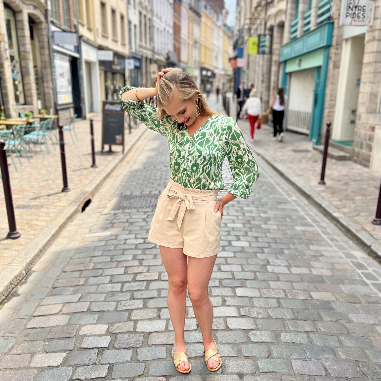 Blouse imprimée avec motifs VERT