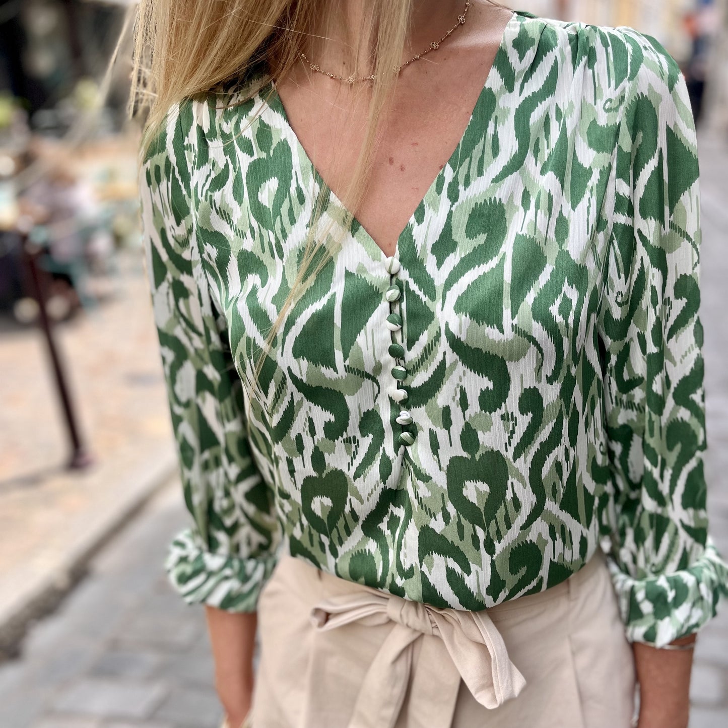 Blouse imprimée avec motifs VERT