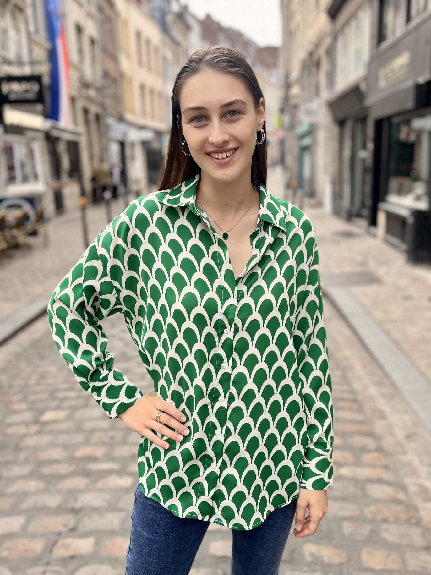 Blouse imprimée avec motifs VERT IMP