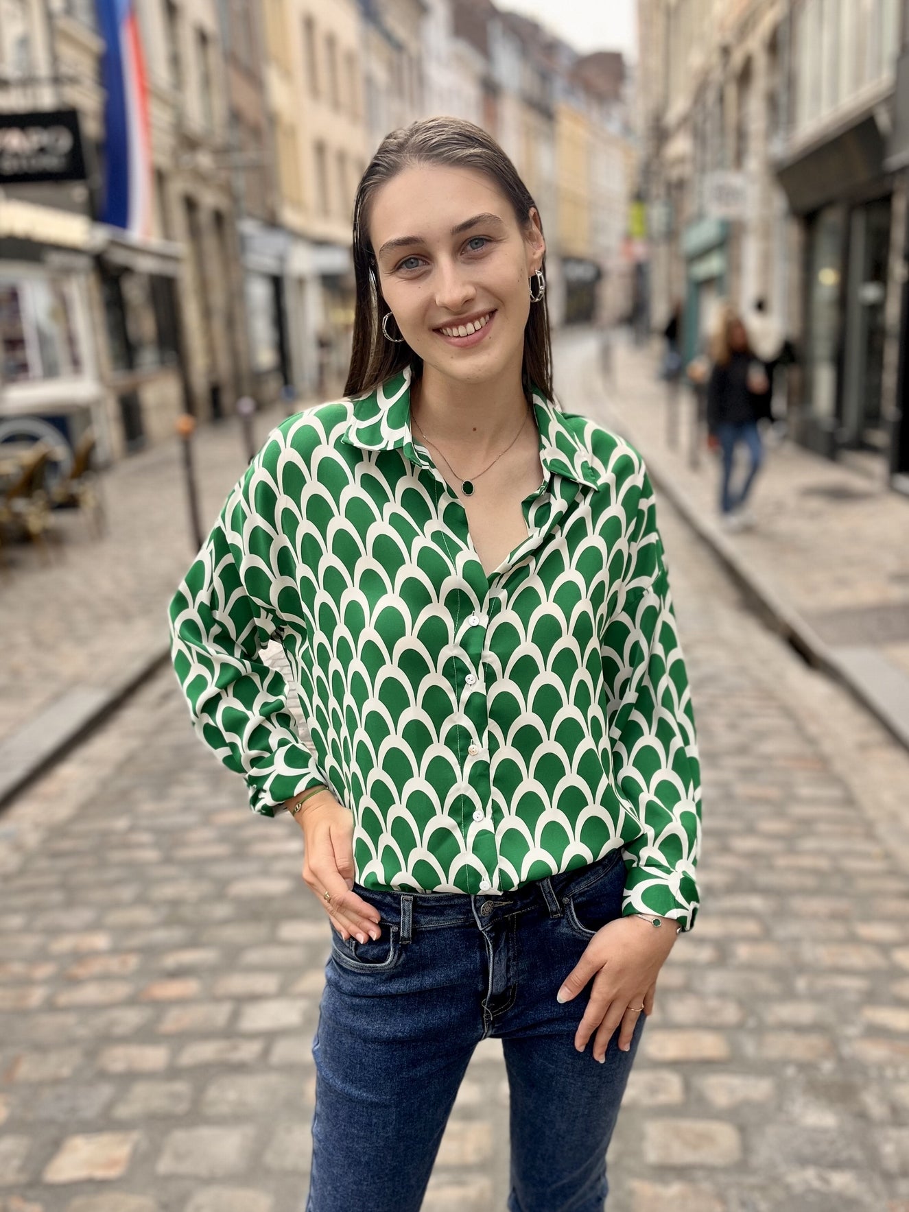 Blouse imprimée avec motifs VERT IMP